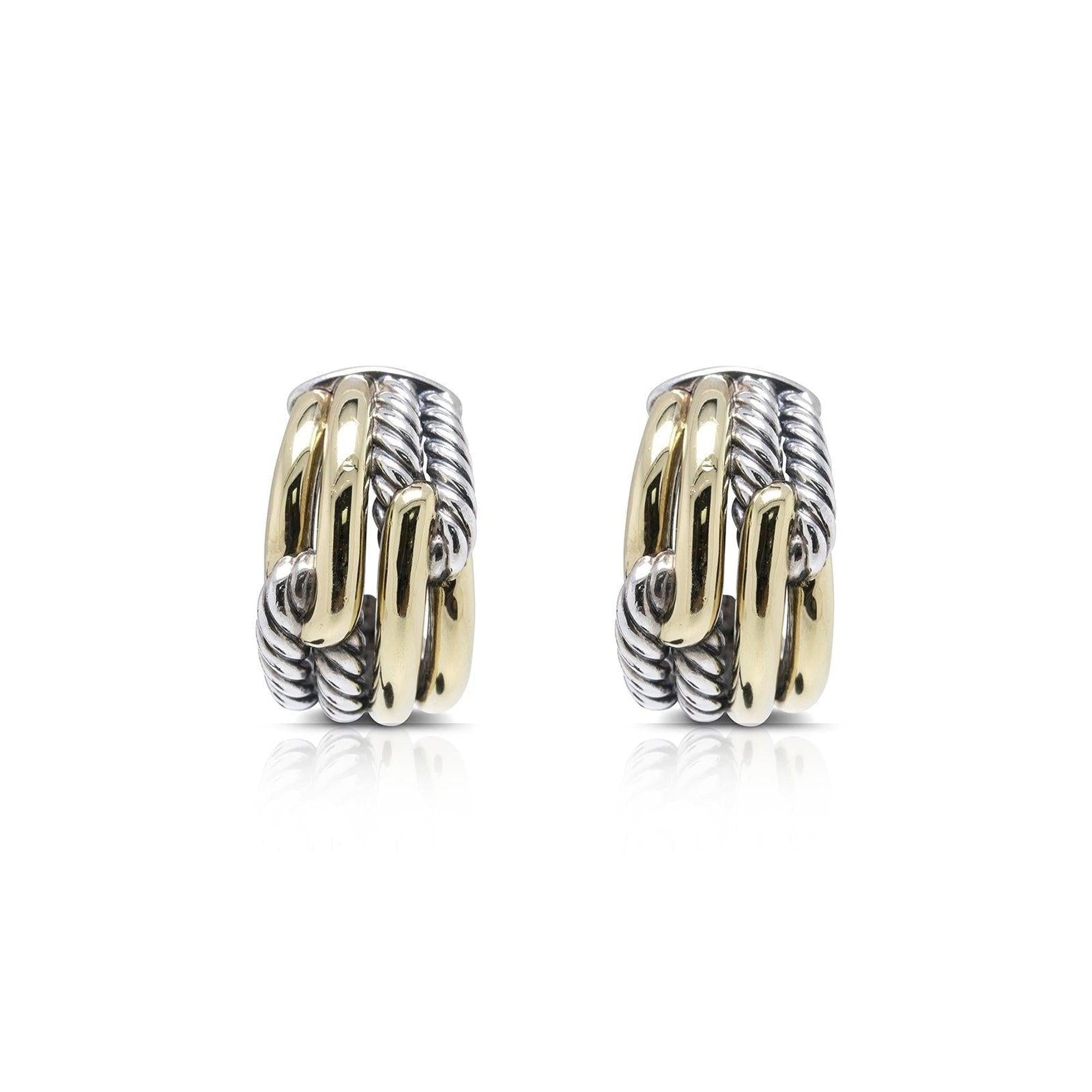 David Yurman Two-Tone Labyrinth Double-Loop Hoop Earrings