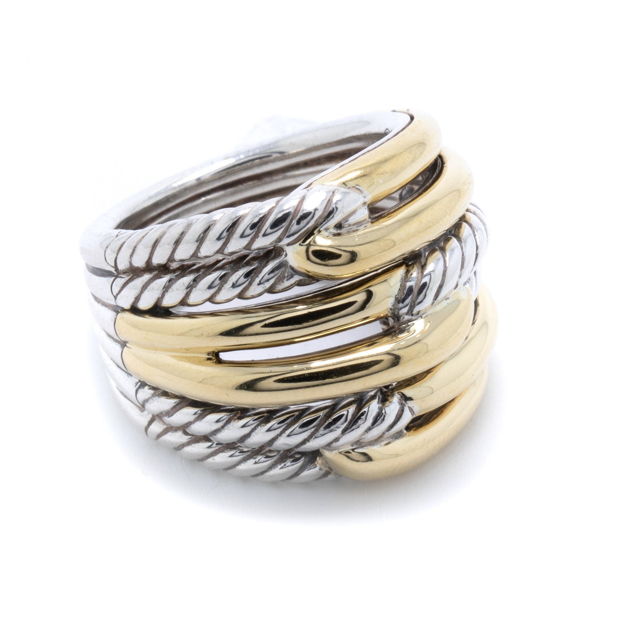 David Yurman Two-Tone Labyrinth Triple-Loop Ring