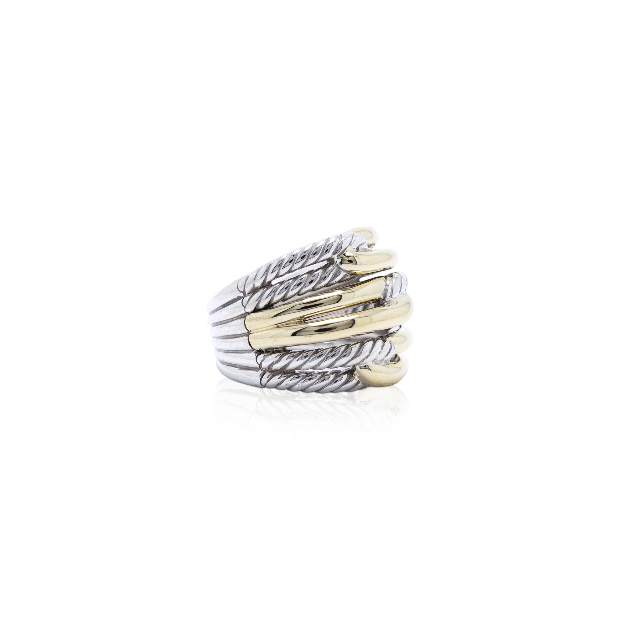 David Yurman Two-Tone Labyrinth Triple-Loop Ring