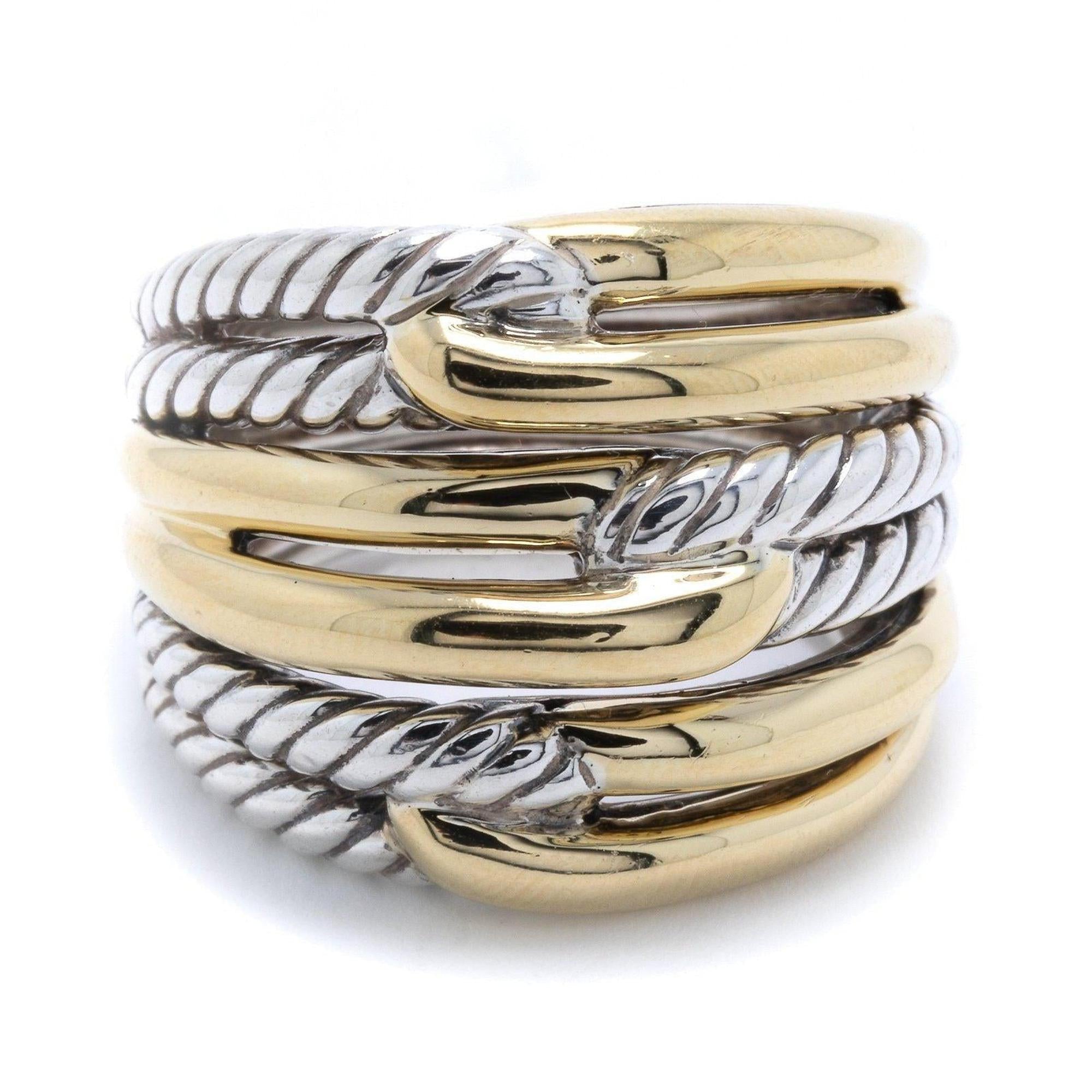 David Yurman Two-Tone Labyrinth Triple-Loop Ring