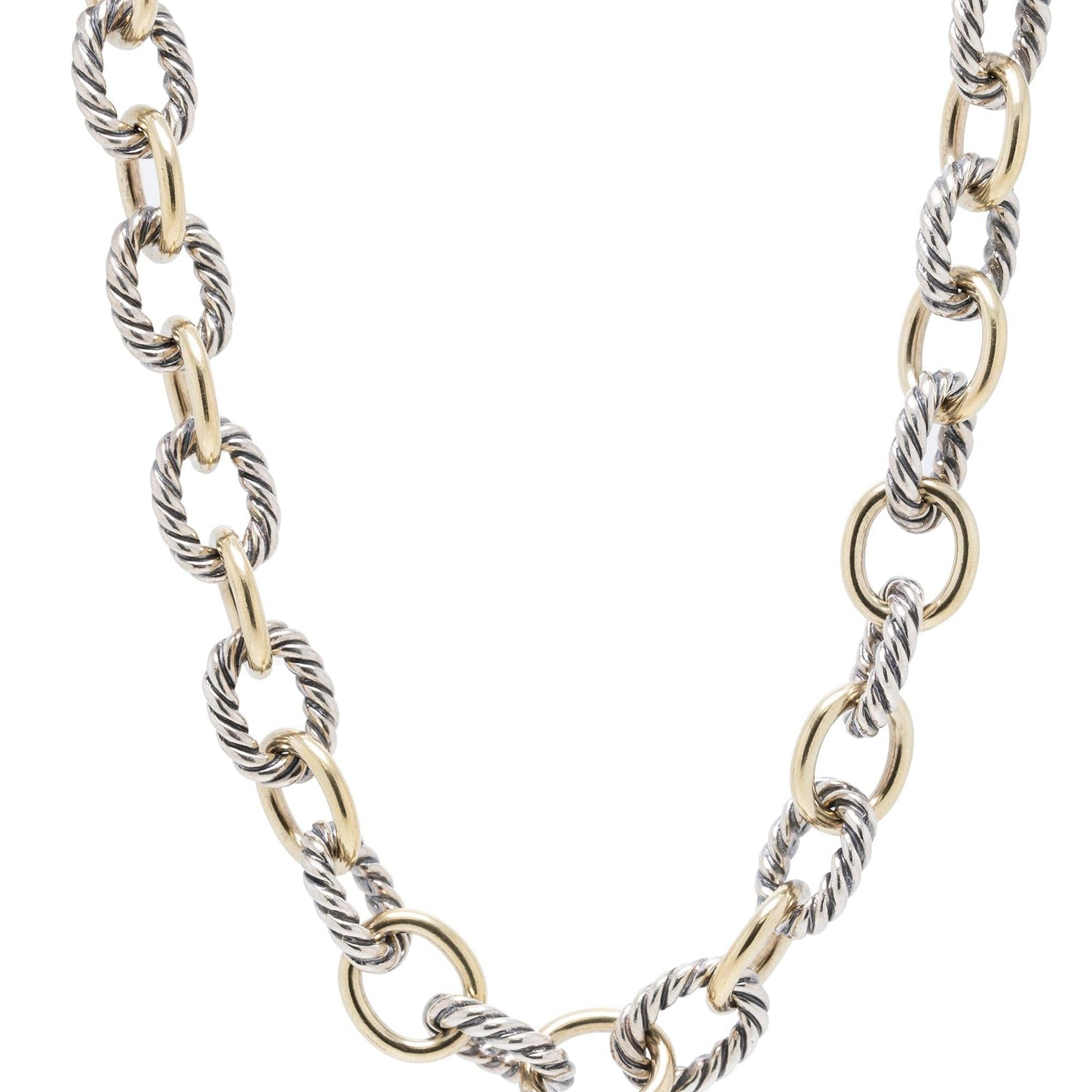 David Yurman Two-Tone Medium Oval Link Necklace