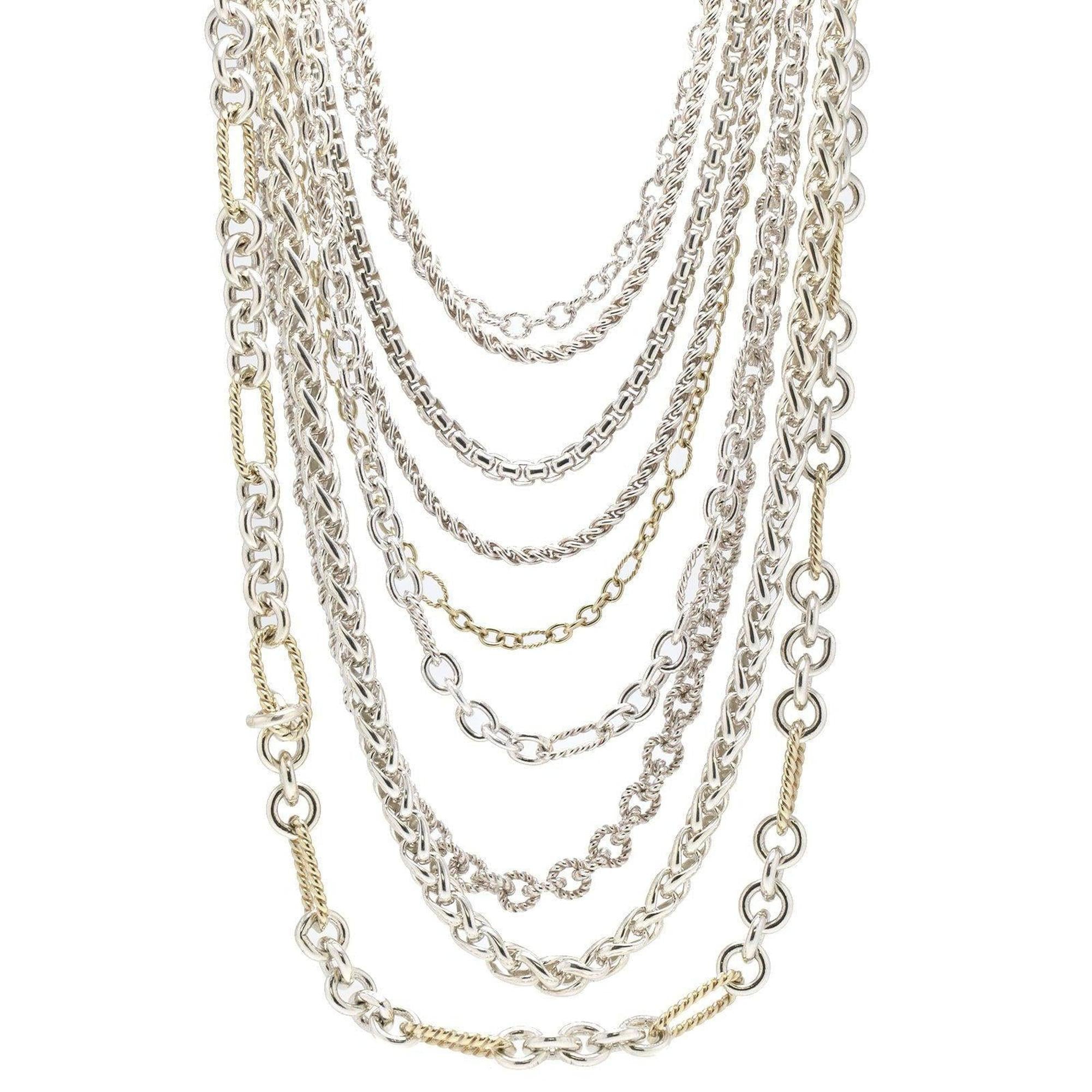 David Yurman Two-Tone Multi-Strand Chain Necklace