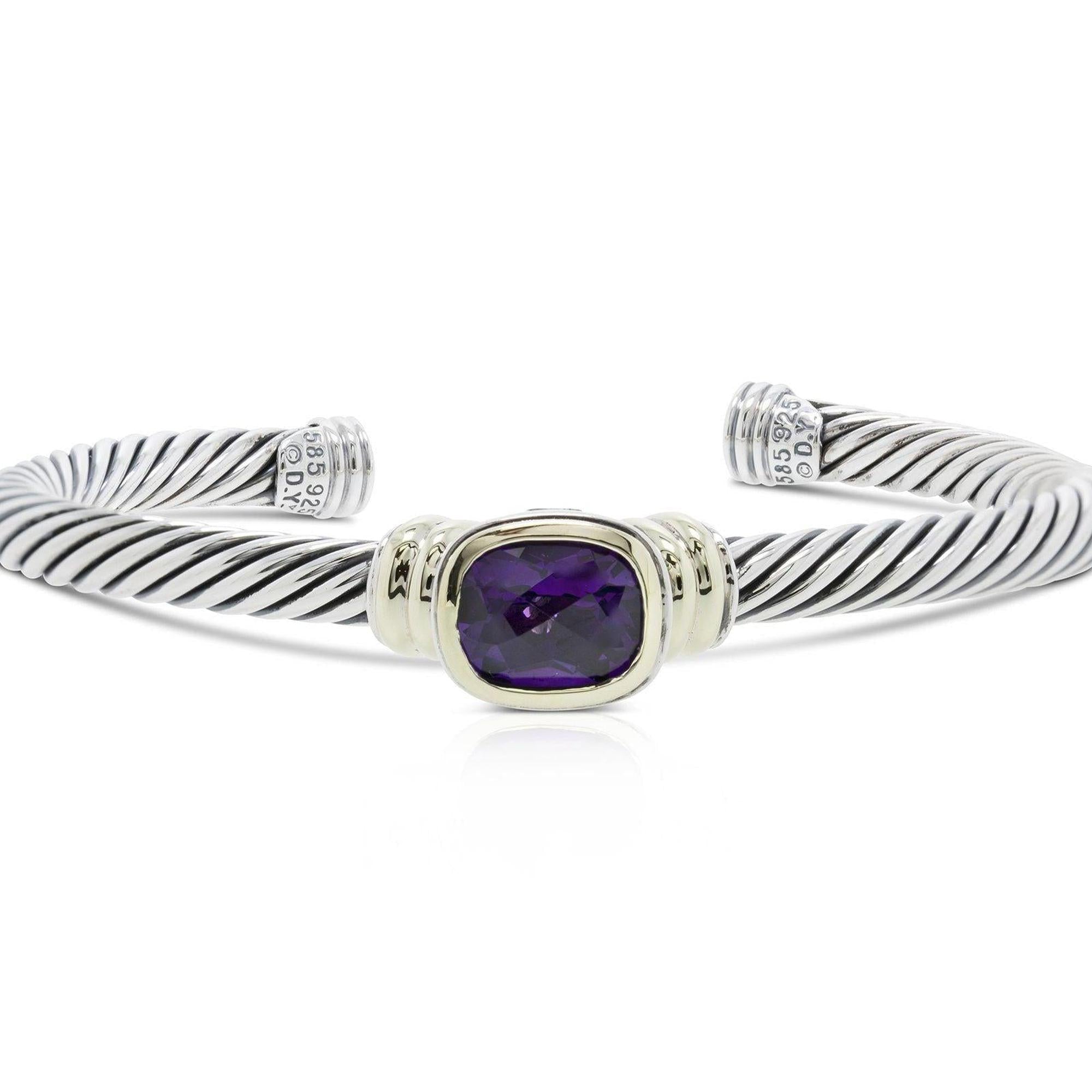David Yurman Two-Tone Noblesse Amethyst Albion Cable Cuff