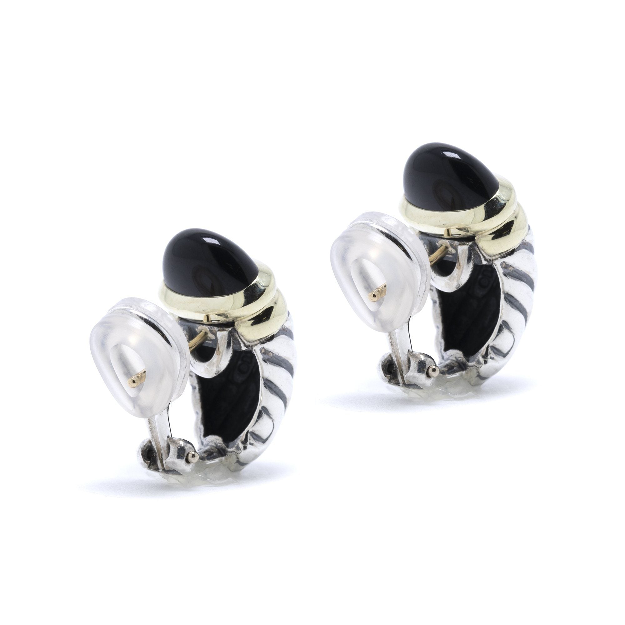 David Yurman Two-Tone Onyx Shrimp Earrings