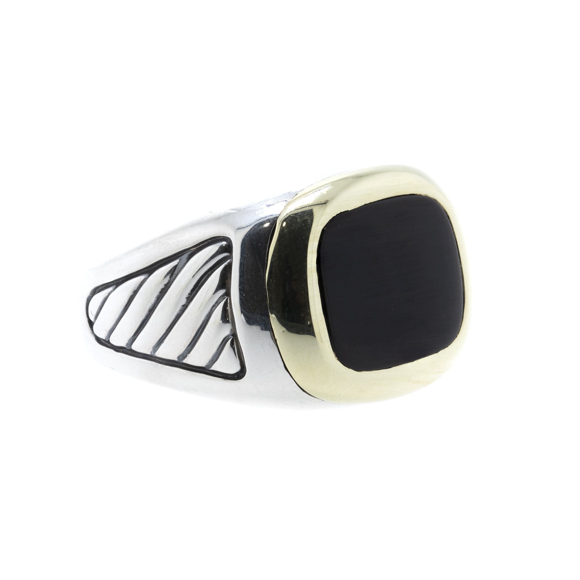David Yurman Two-Tone Onyx Signet Band Ring