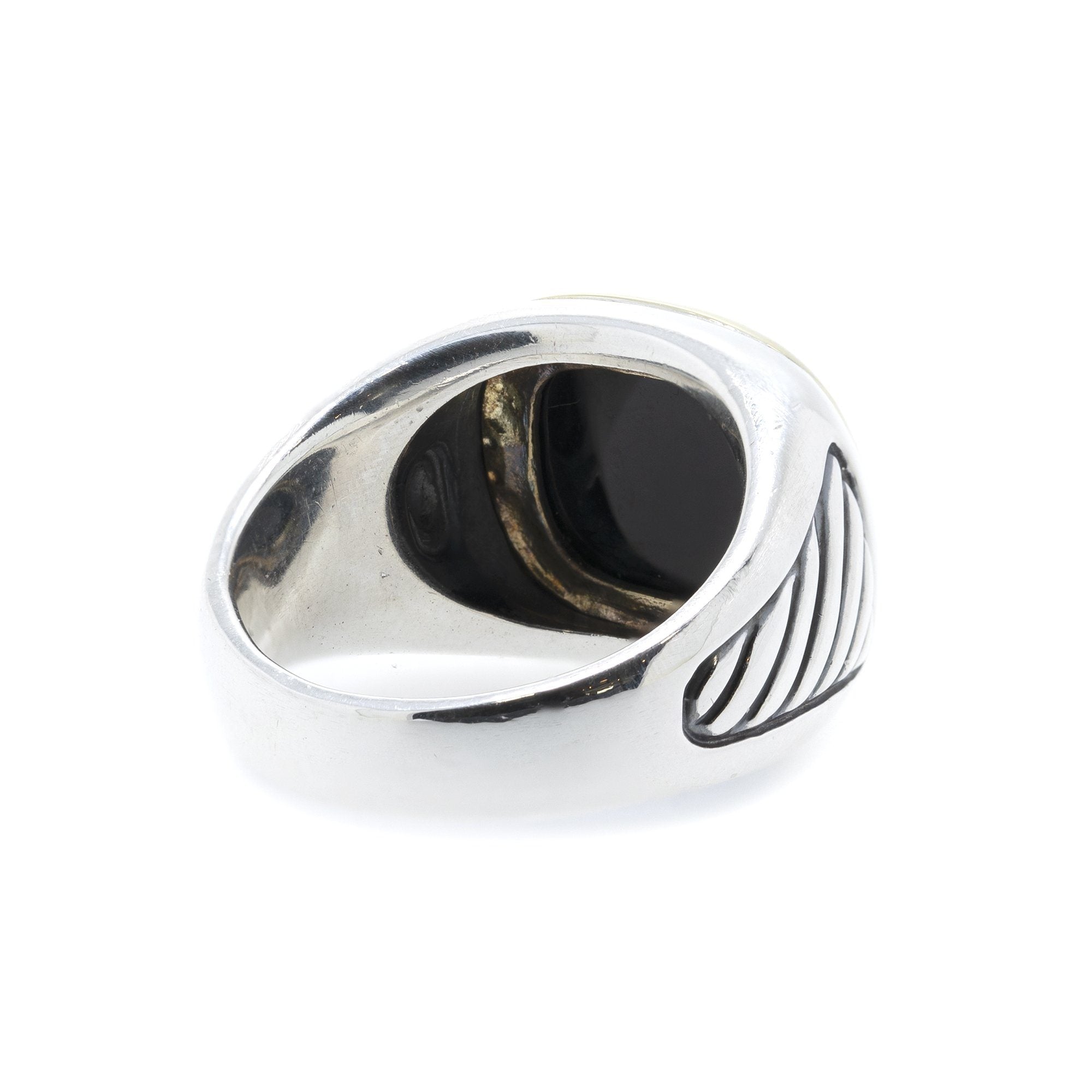 David Yurman Two-Tone Onyx Signet Band Ring