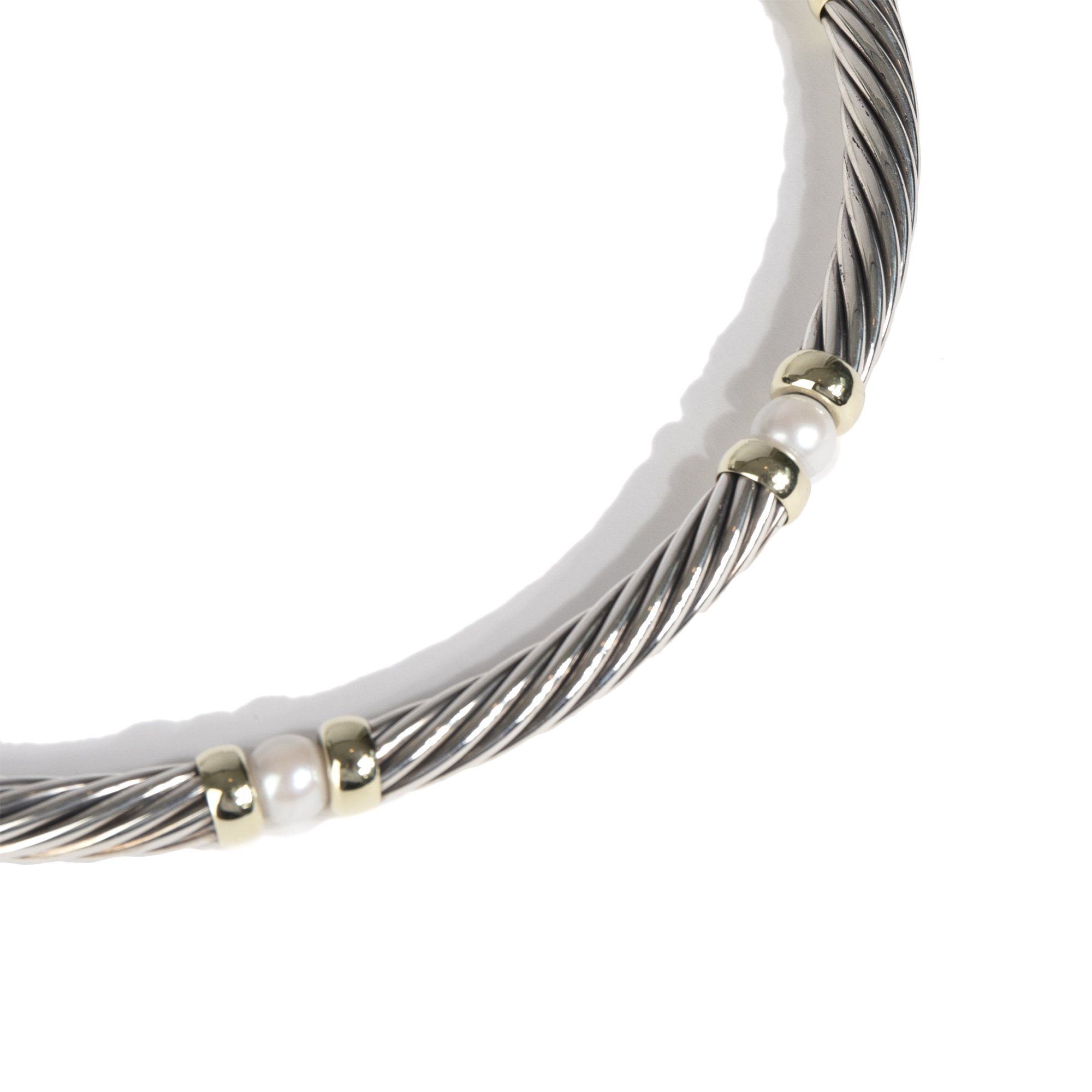 David Yurman Two-Tone Pearl Metro Cable Collar Necklace