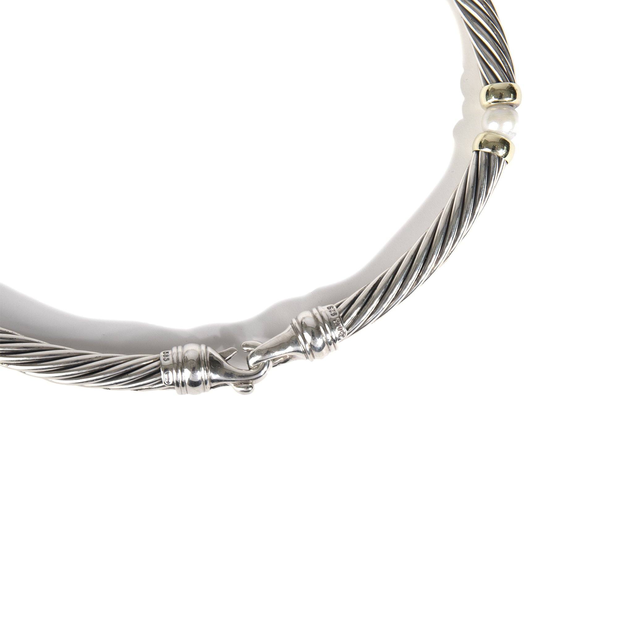 David Yurman Two-Tone Pearl Metro Cable Collar Necklace
