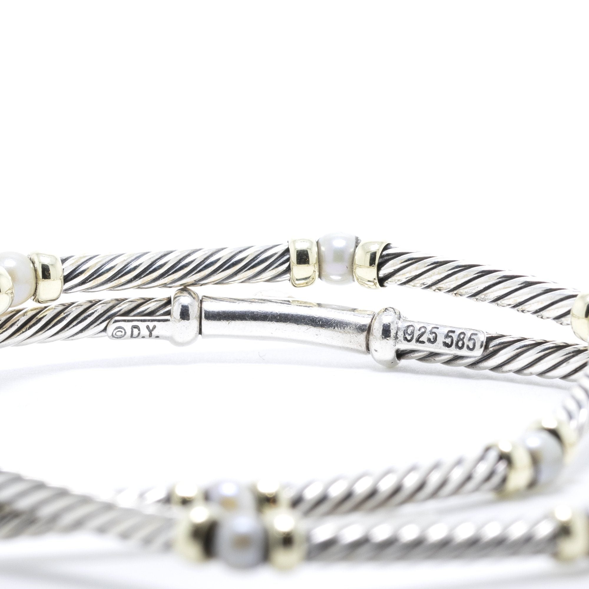 David Yurman Two-Tone Pearl Metro Cable Necklace