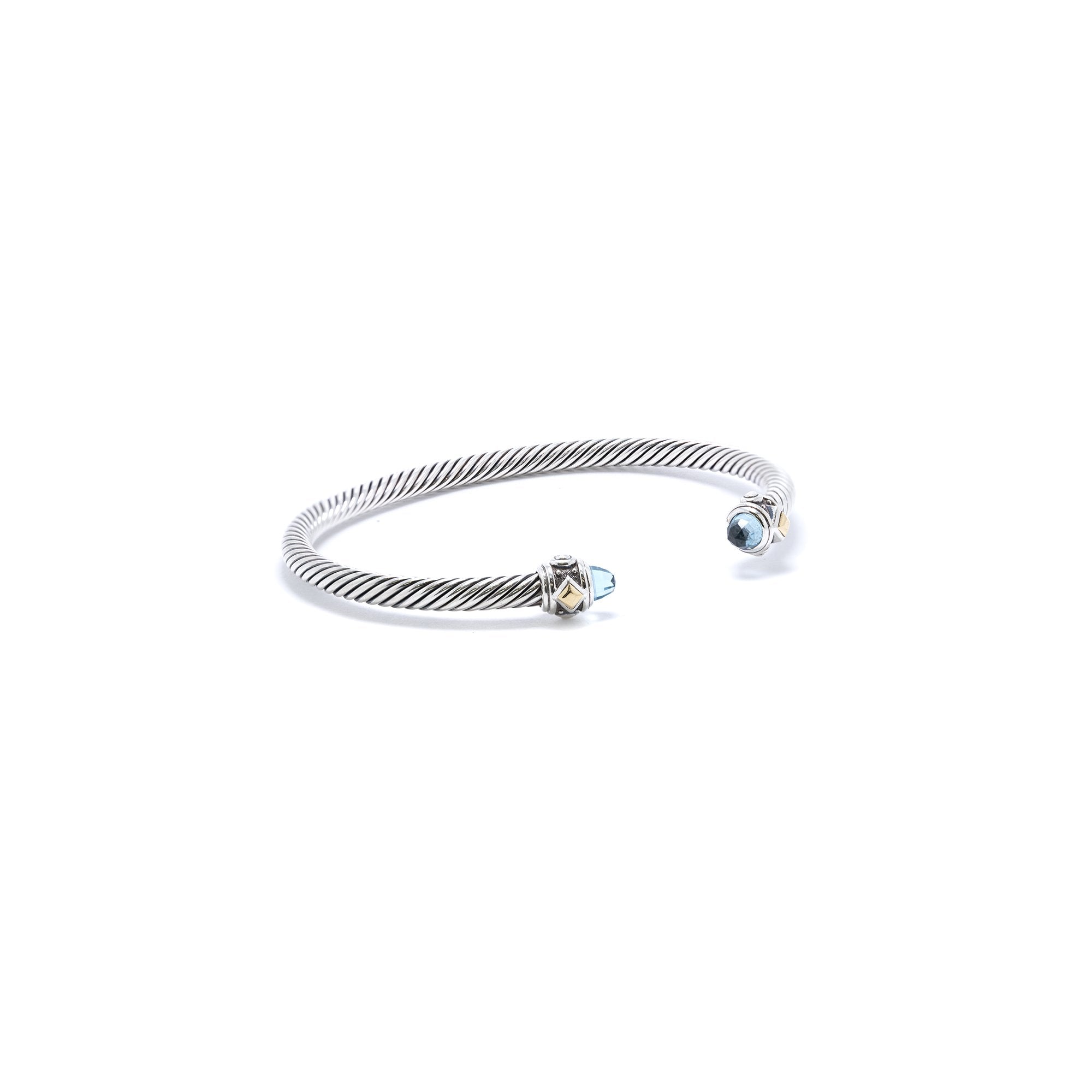 David Yurman Two-Tone Renaissance Bracelet with Blue Topaz