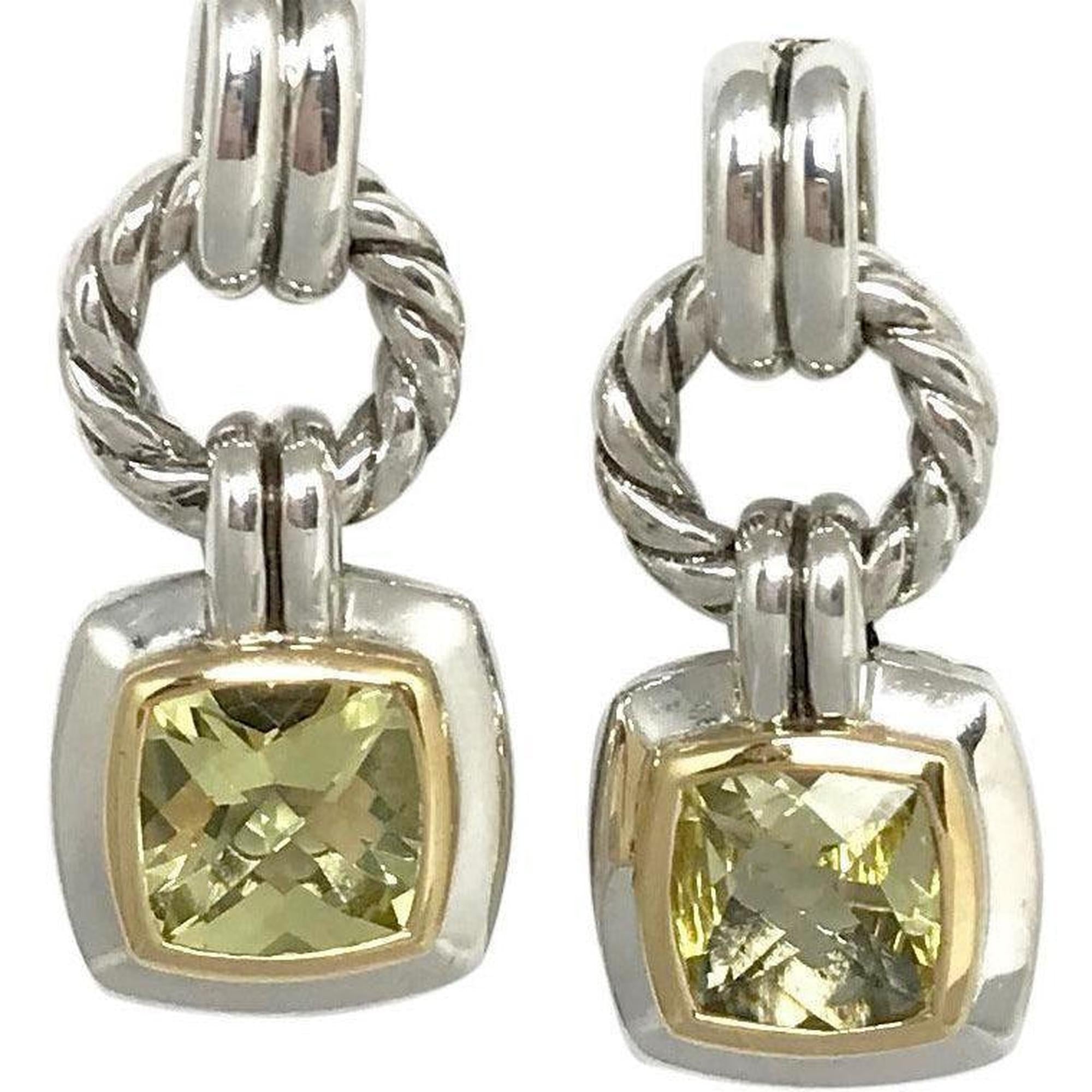 David Yurman Two-Tone Renaissance Peridot Drop Earrings