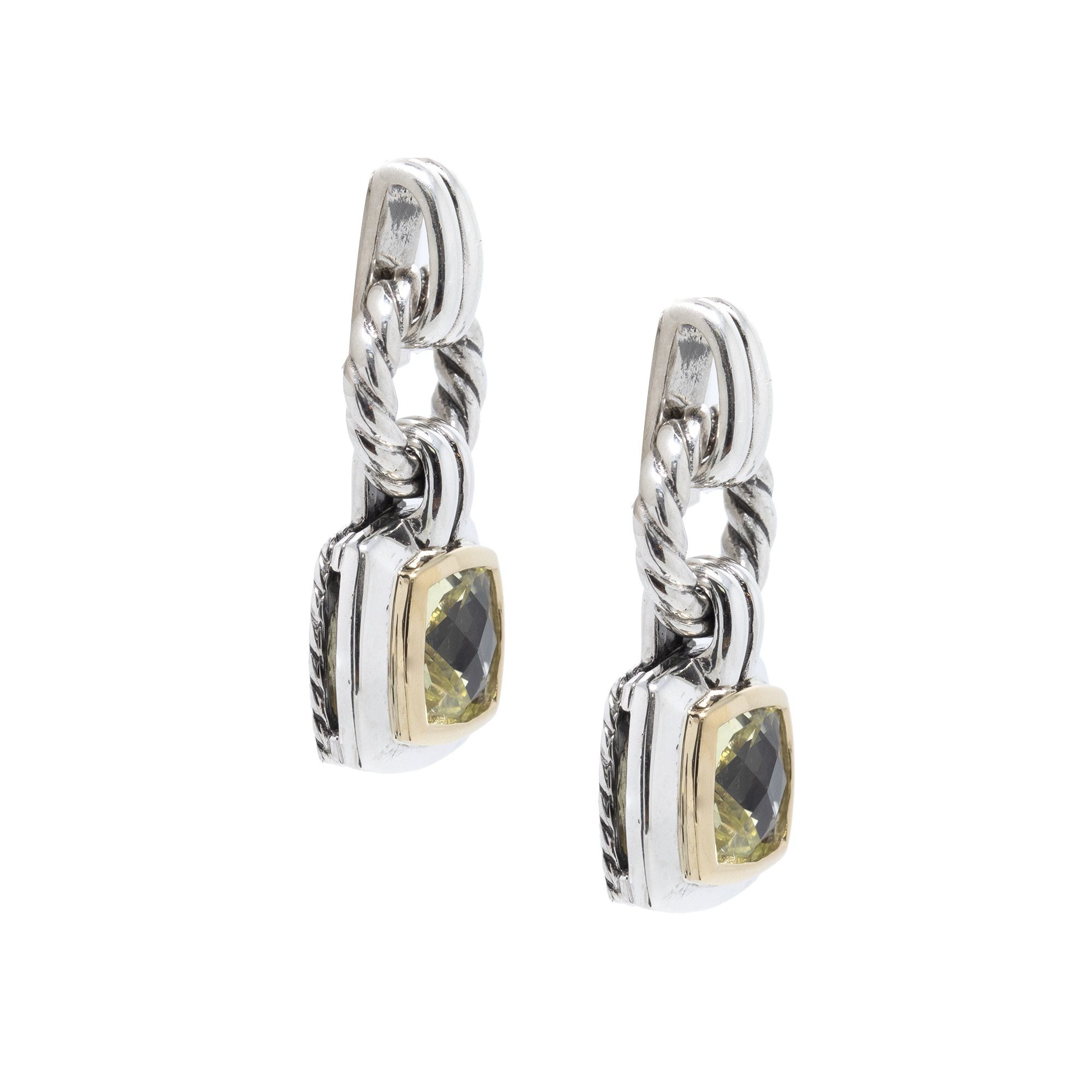 David Yurman Two-Tone Renaissance Prasiolite Drop Earrings