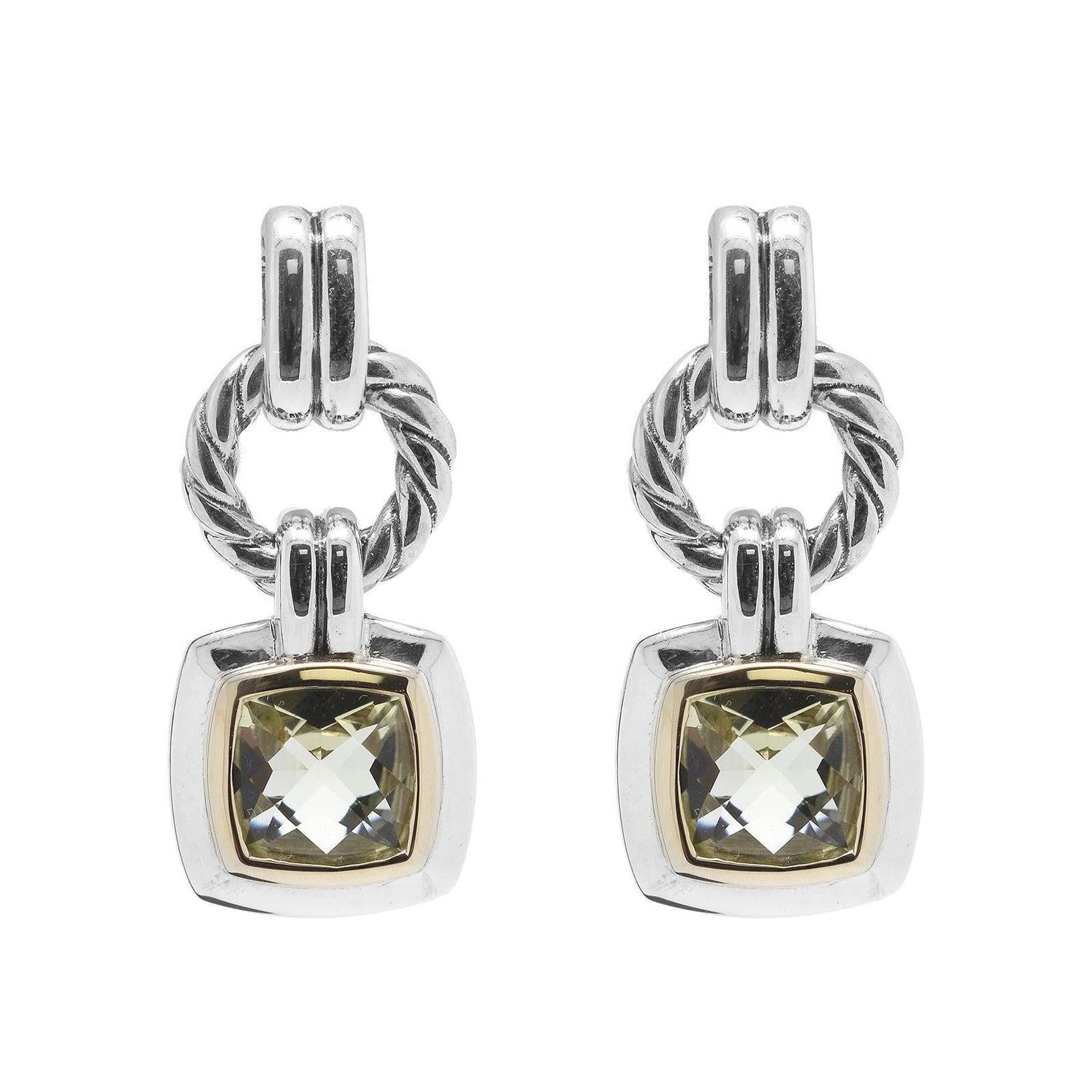 David Yurman Two-Tone Renaissance Prasiolite Drop Earrings