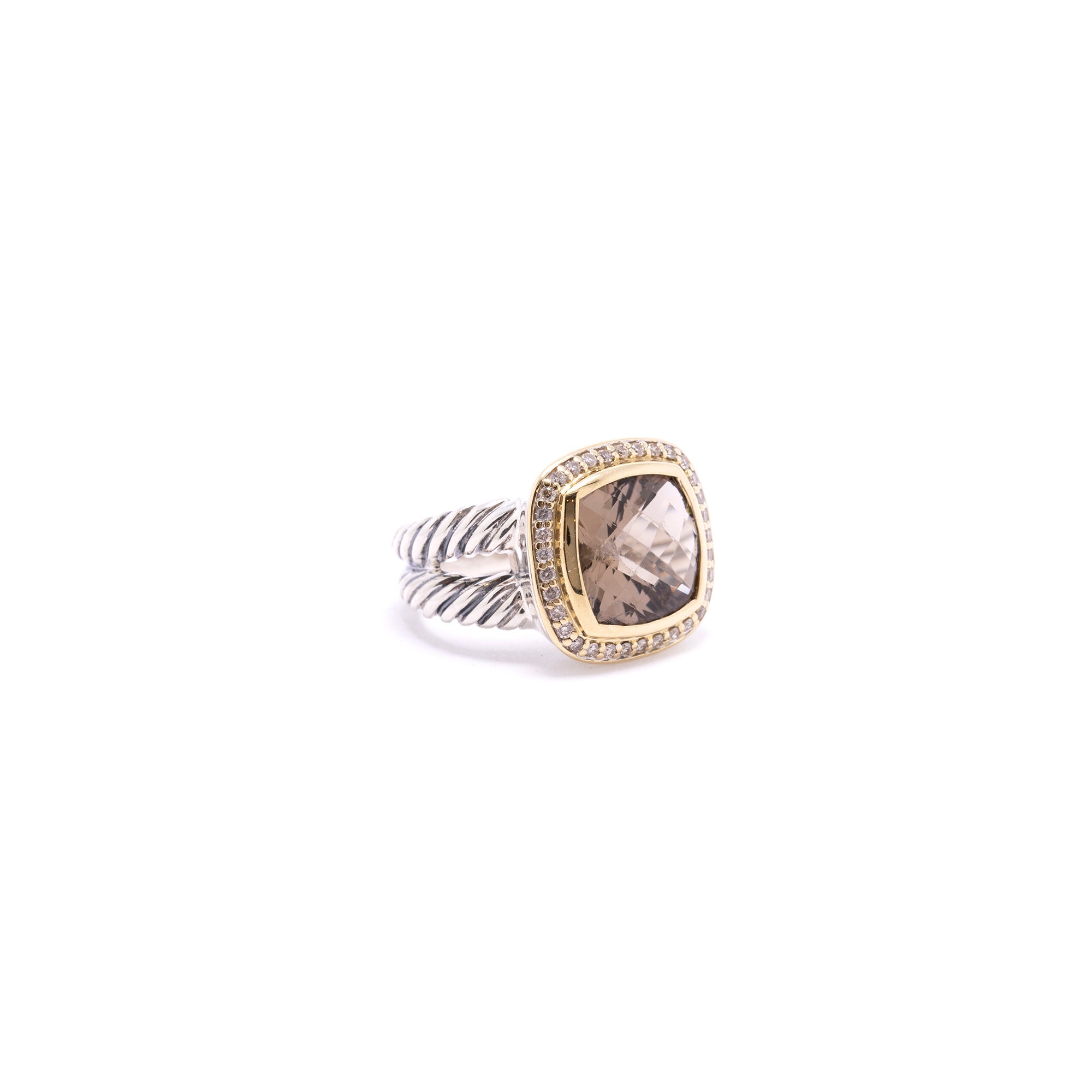 David Yurman Two-Tone Smoky Quartz & Diamond Albion Ring