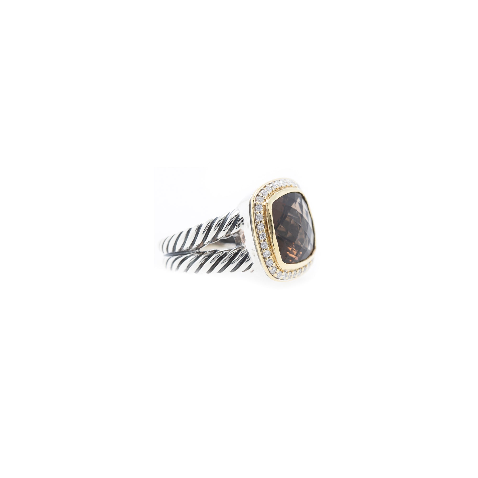 David Yurman Two-Tone Smoky Quartz & Diamond Albion Ring