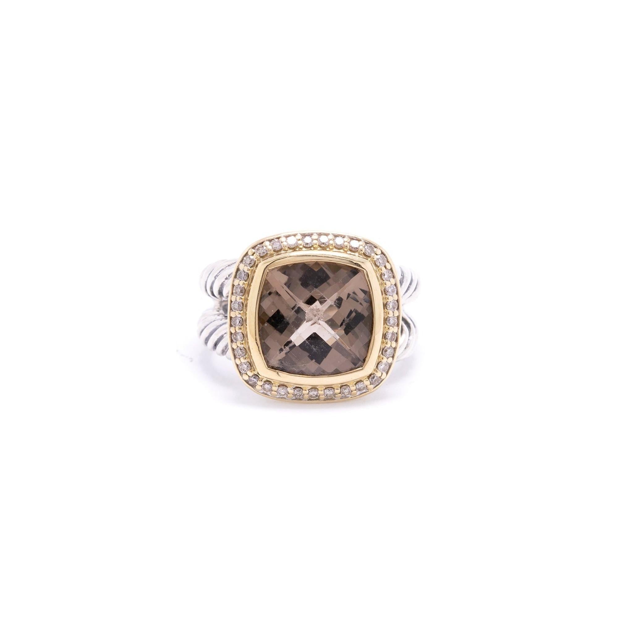 David Yurman Two-Tone Smoky Quartz & Diamond Albion Ring