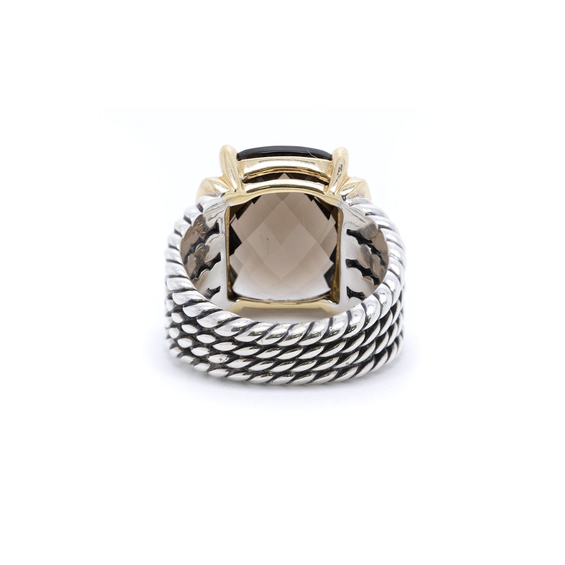 David Yurman Two-Tone Smoky Quartz and Diamond Wheaton Ring