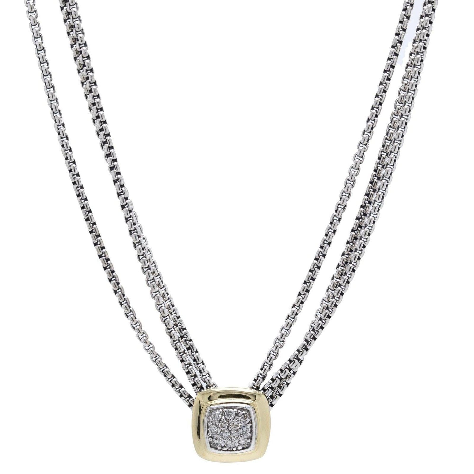David Yurman Two-Tone Triple Strand Pave Diamond Albion Necklace