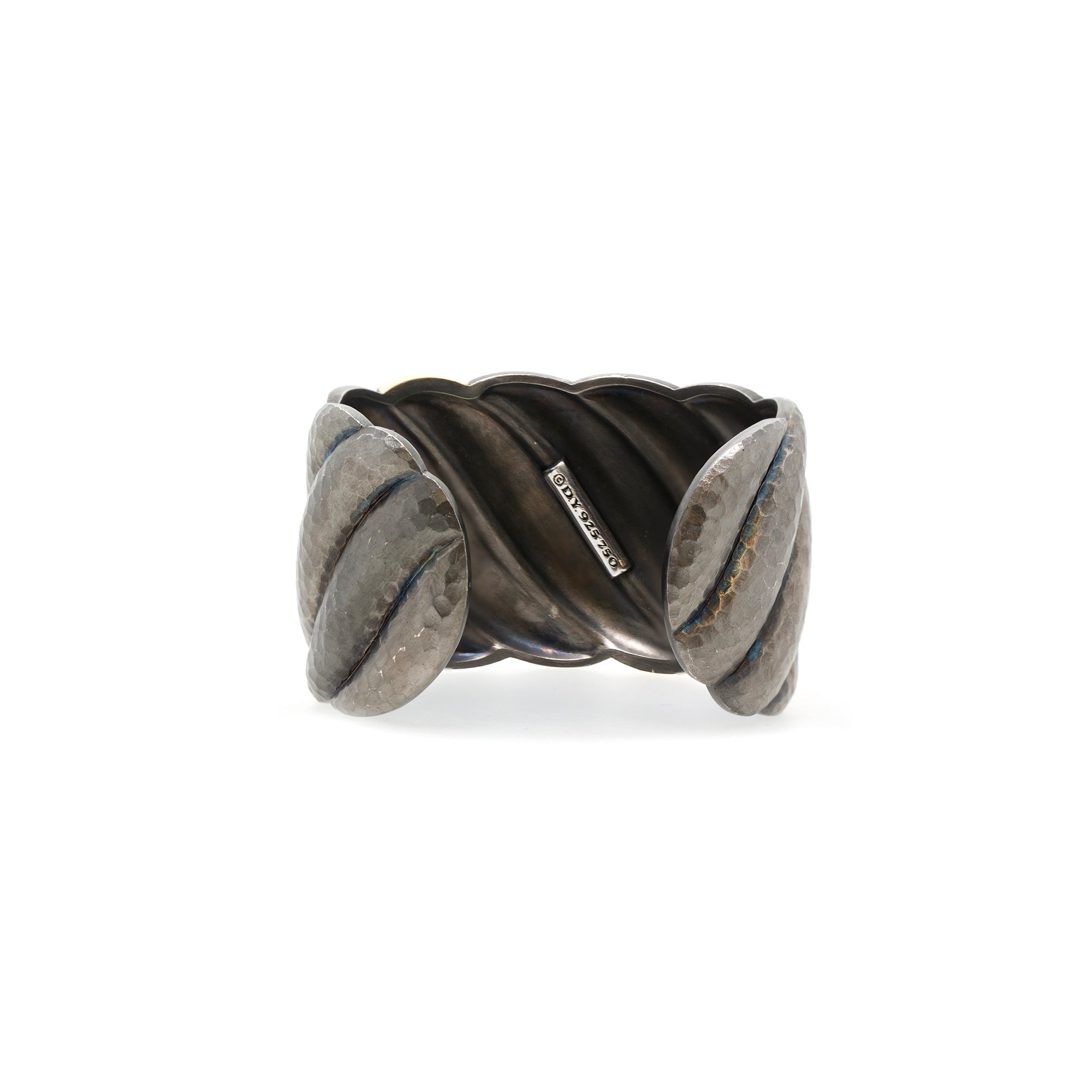 David Yurman Two-Tone Wide Hammered Sculpted Cable Bracelet