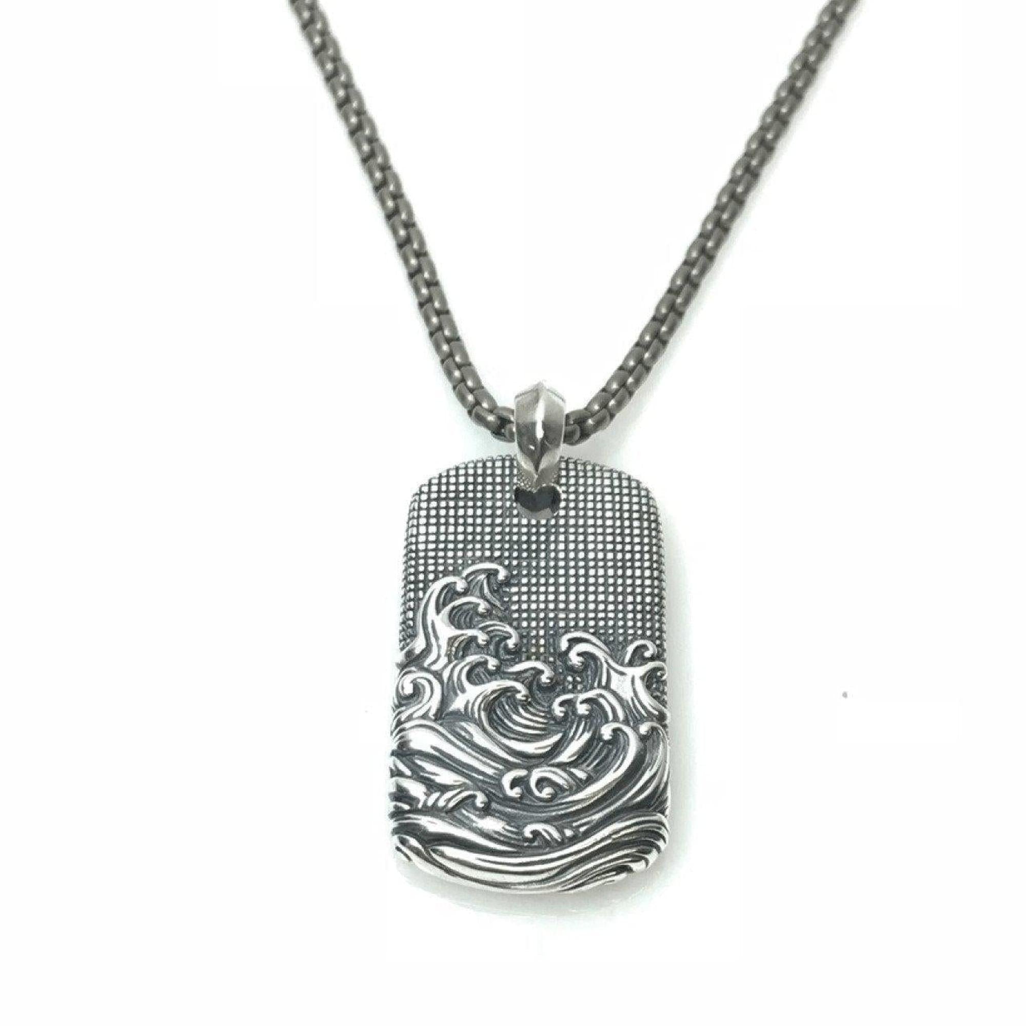 David Yurman Waves Tag Pendant Necklace