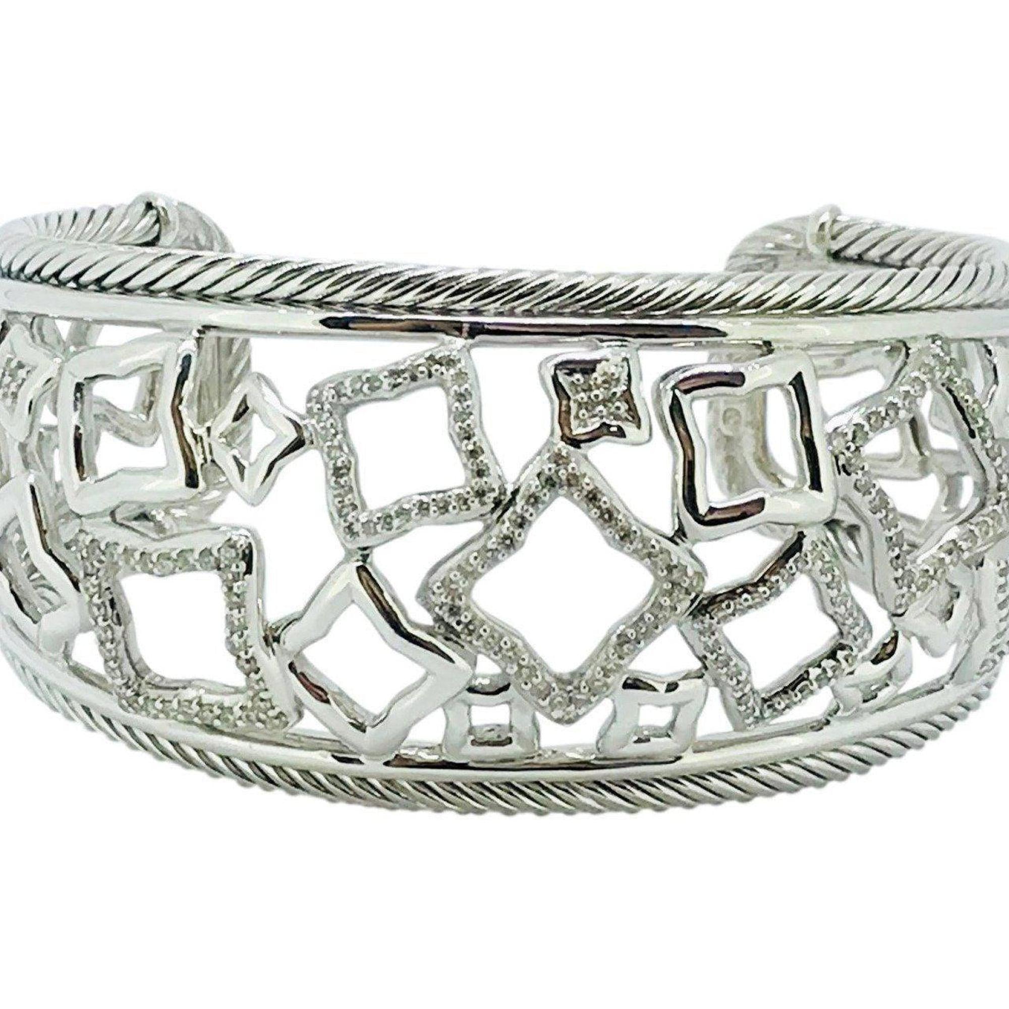 David Yurman Wide Diamond Quatrefoil Cuff Bracelet