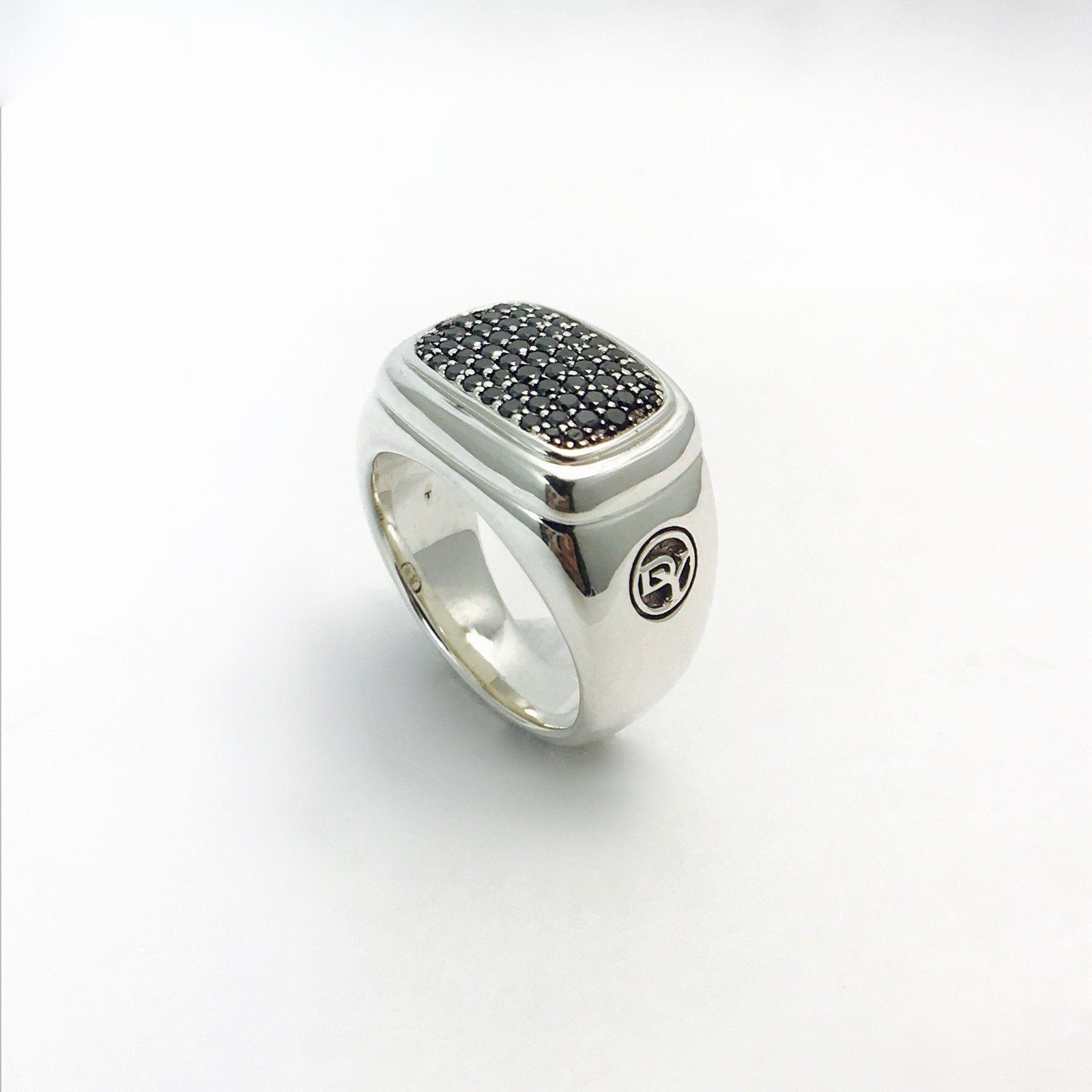 David Yurman Wide Diamonds Signet Ring in Sterling Silver