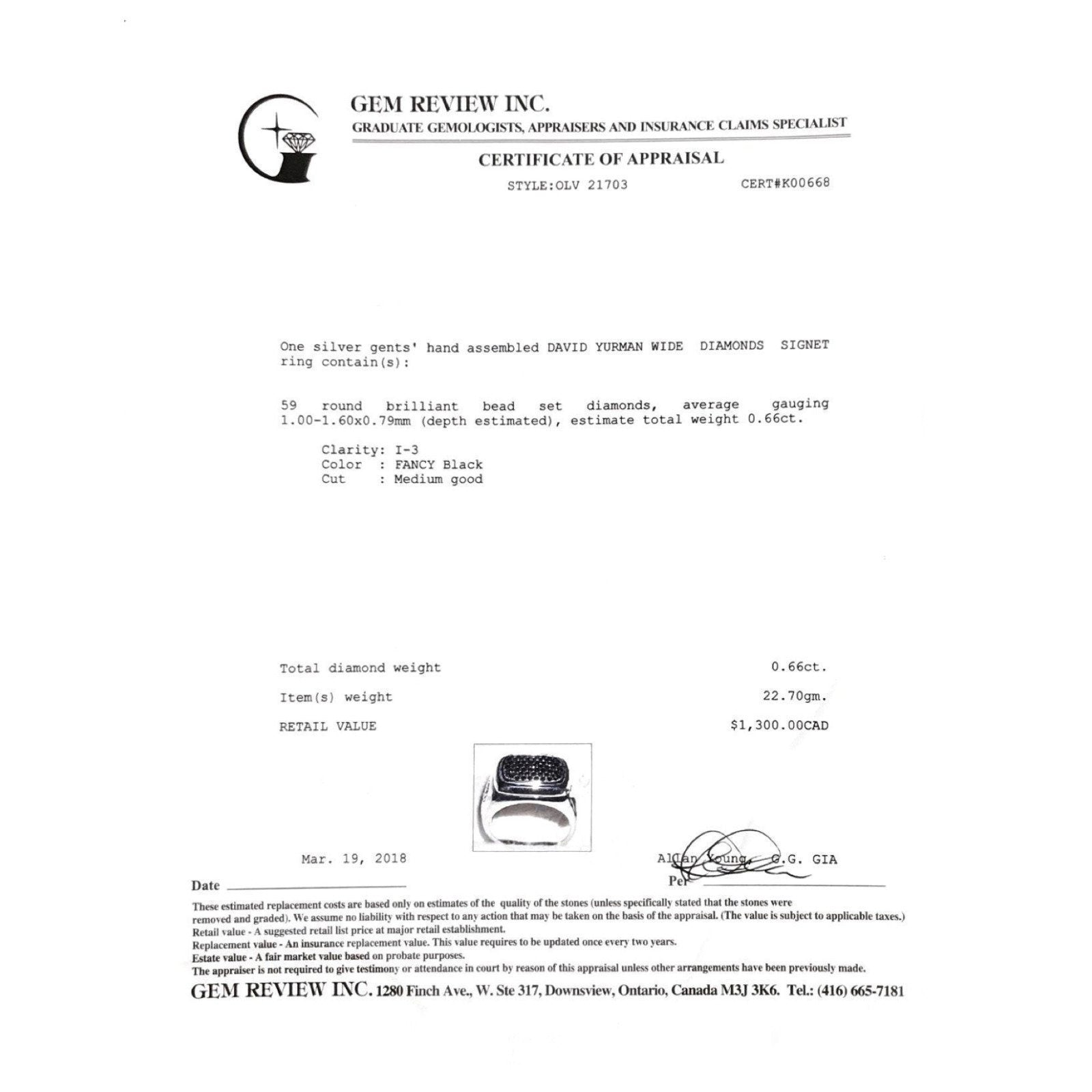 David Yurman Wide Diamonds Signet Ring in Sterling Silver