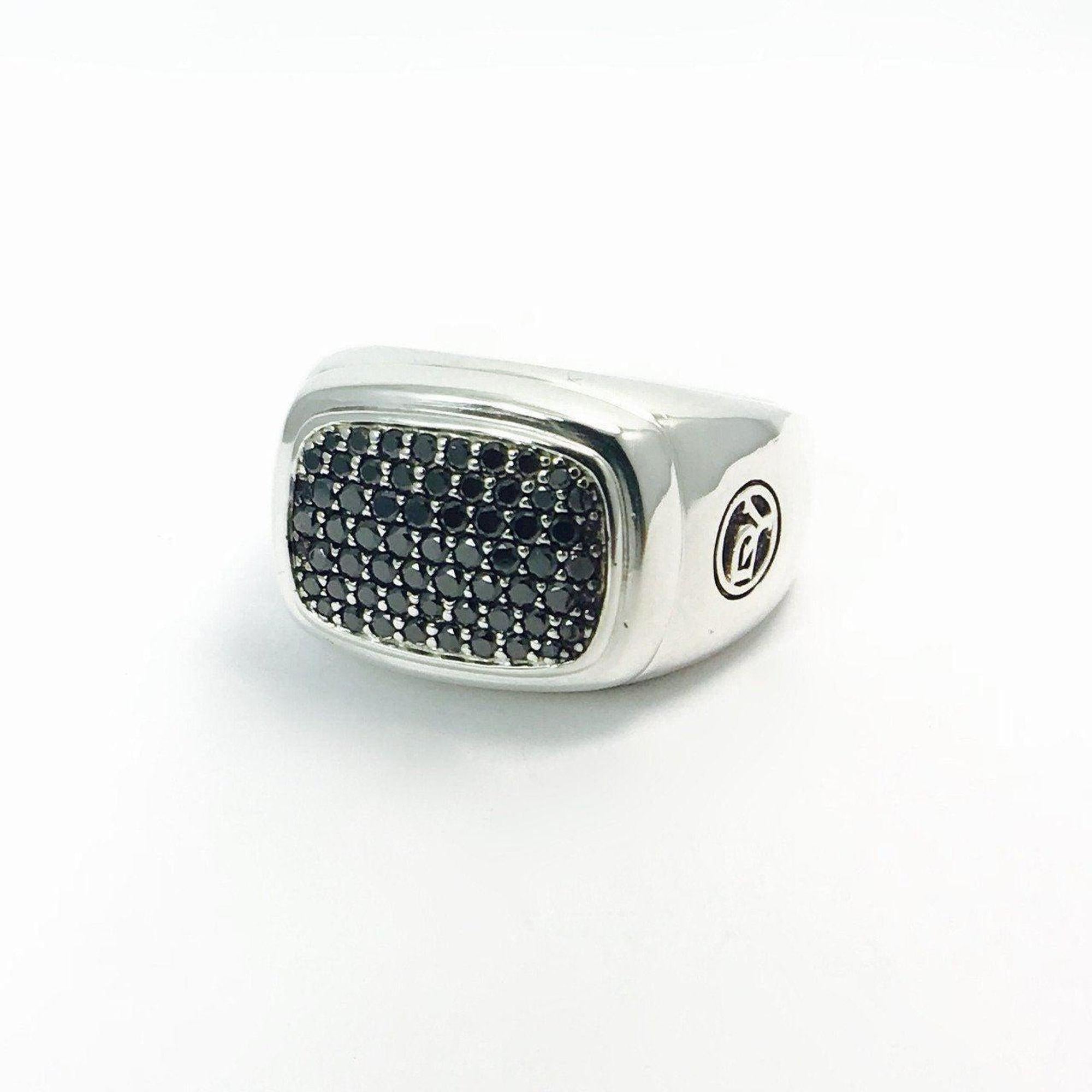 David Yurman Wide Diamonds Signet Ring in Sterling Silver