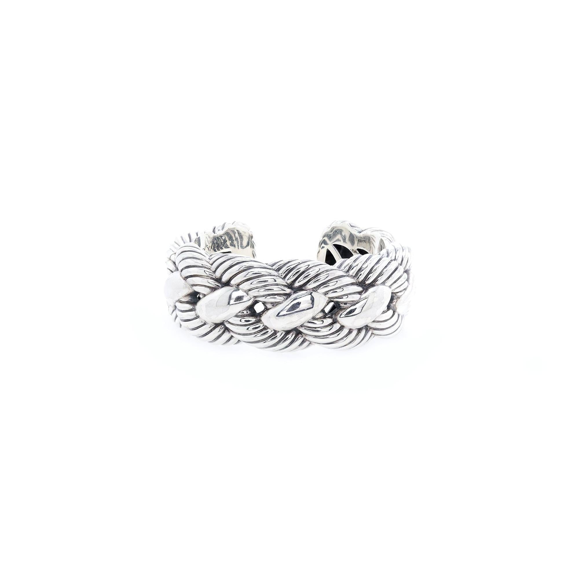 David Yurman Woven Cable Wide Cuff Bracelet