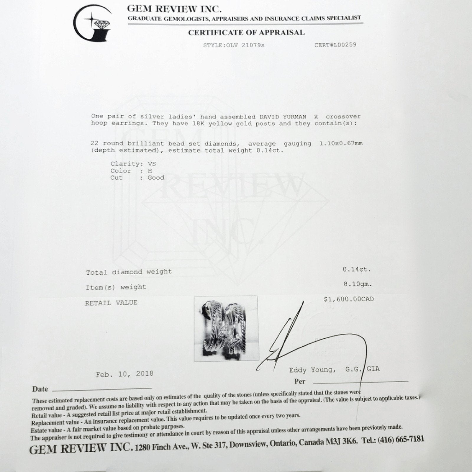 David Yurman X Crossover Hoop Earrings