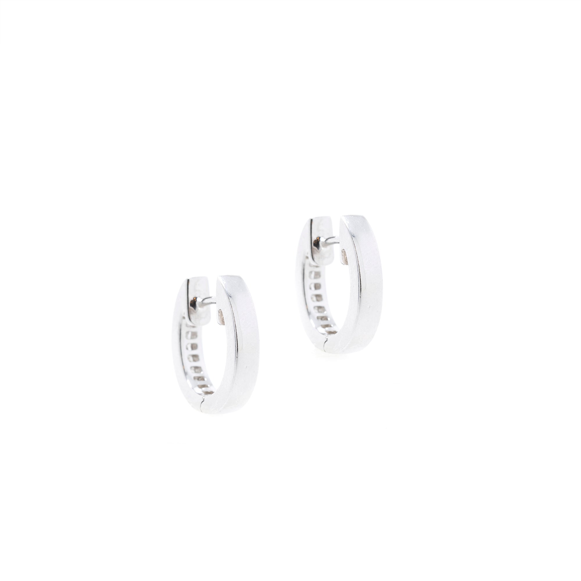 Diamond 18k White Gold Diamond Huggie Hoop Earrings