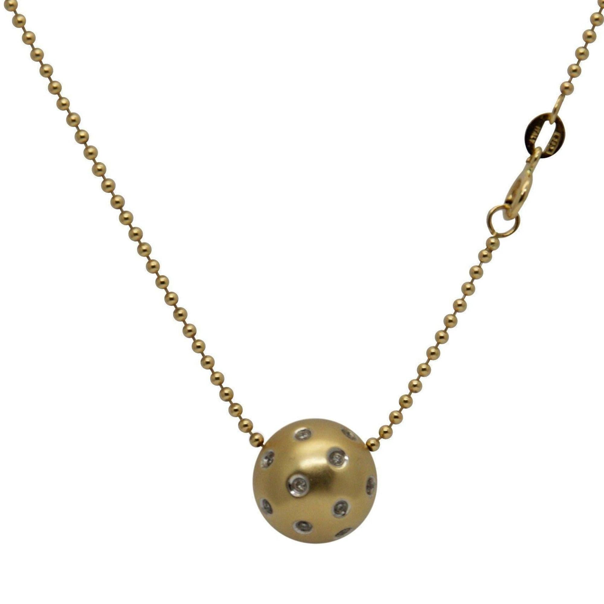 Diamond Ball Chain Pendant Necklace