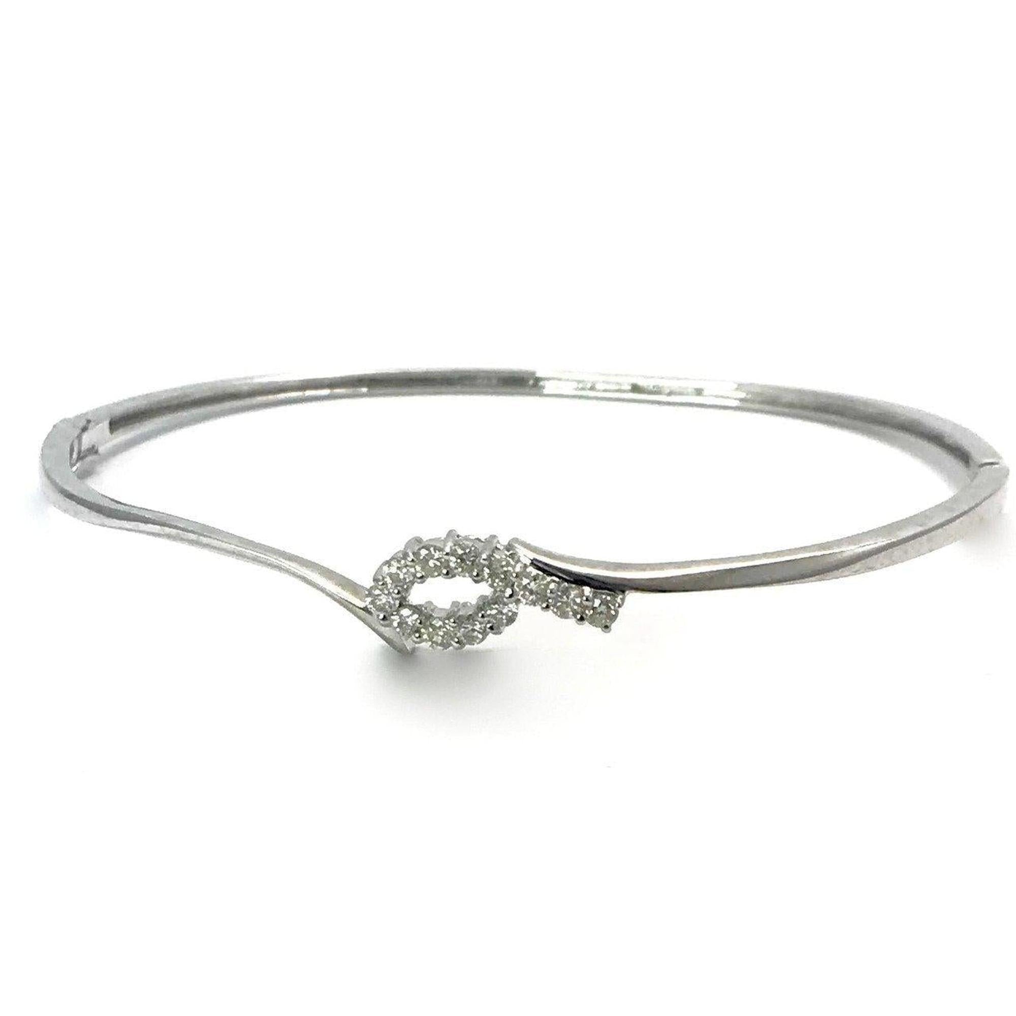 Diamond Bangle Bracelet in 14 Karat White Gold