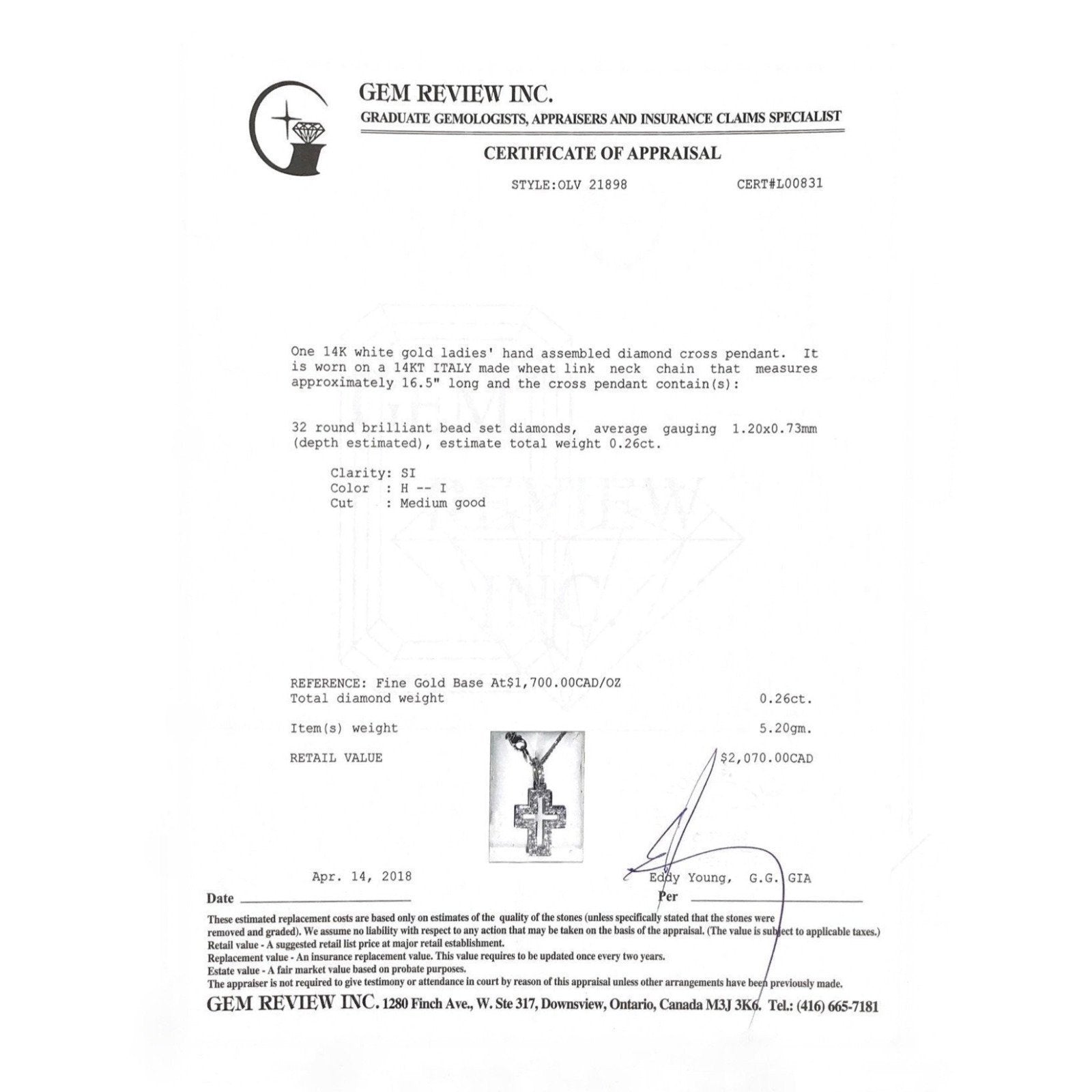 Diamond Cross Pendant Necklace