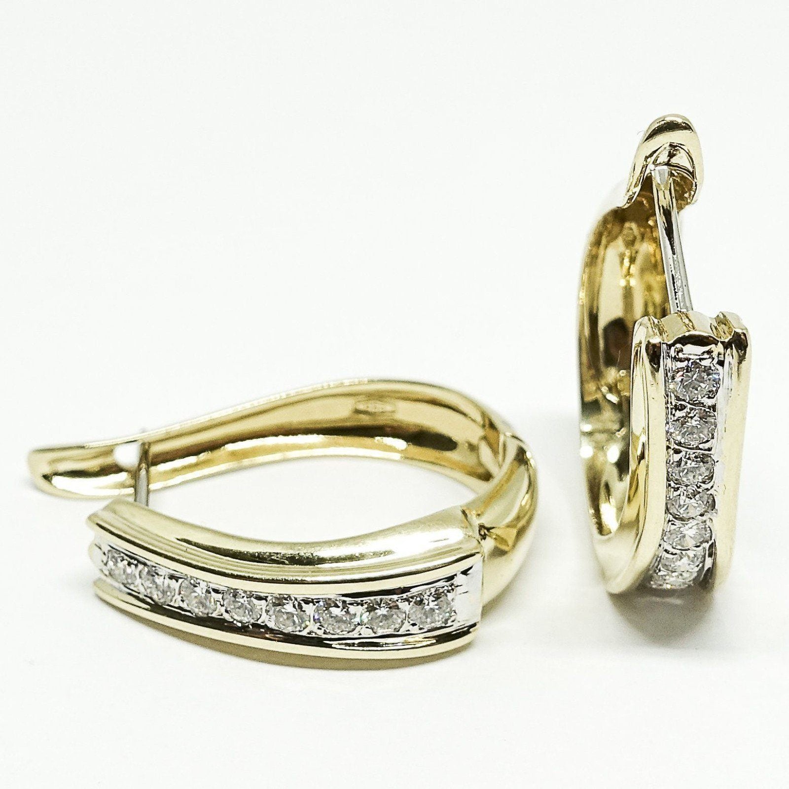 Diamond Drop Hoop Earrings