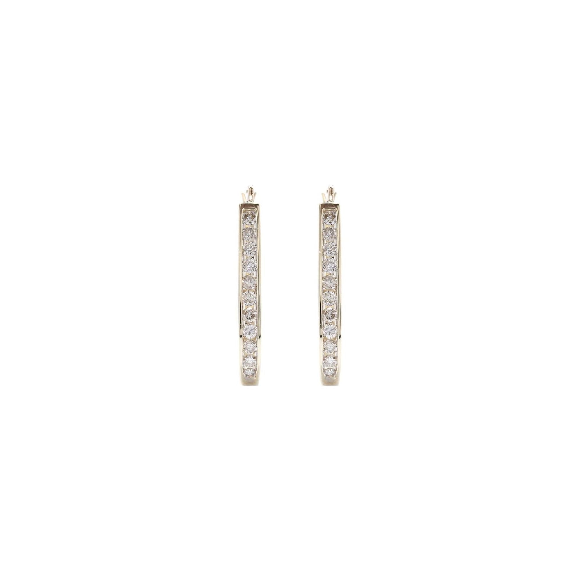 Diamond Drop Hoop Earrings