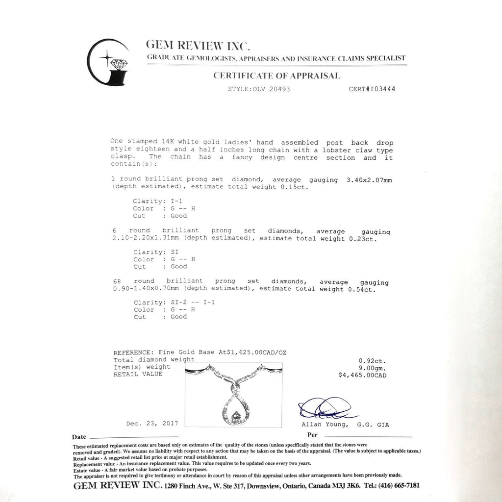 Diamond Drop Pendant Necklace