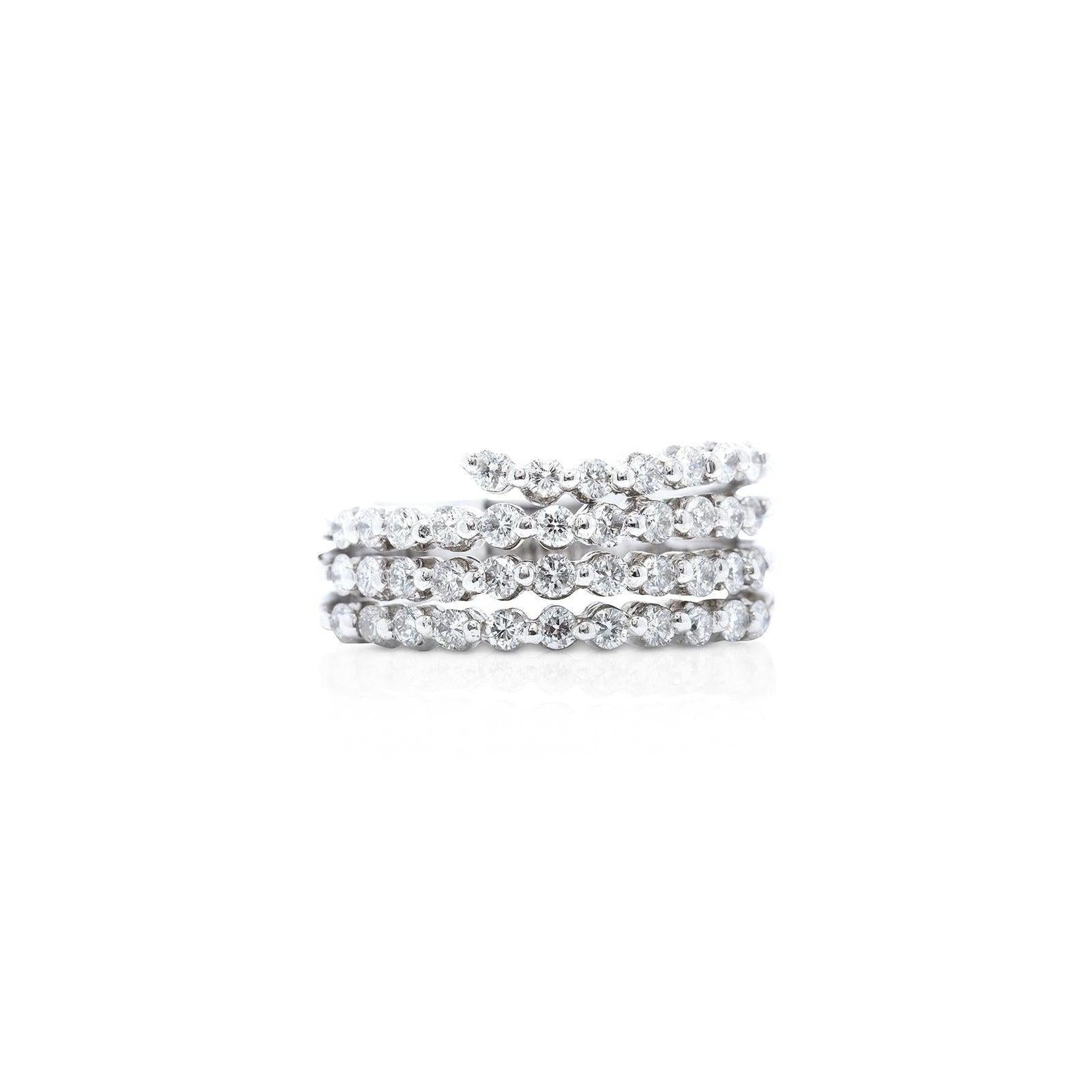 Diamond Four-Row Band Ring
