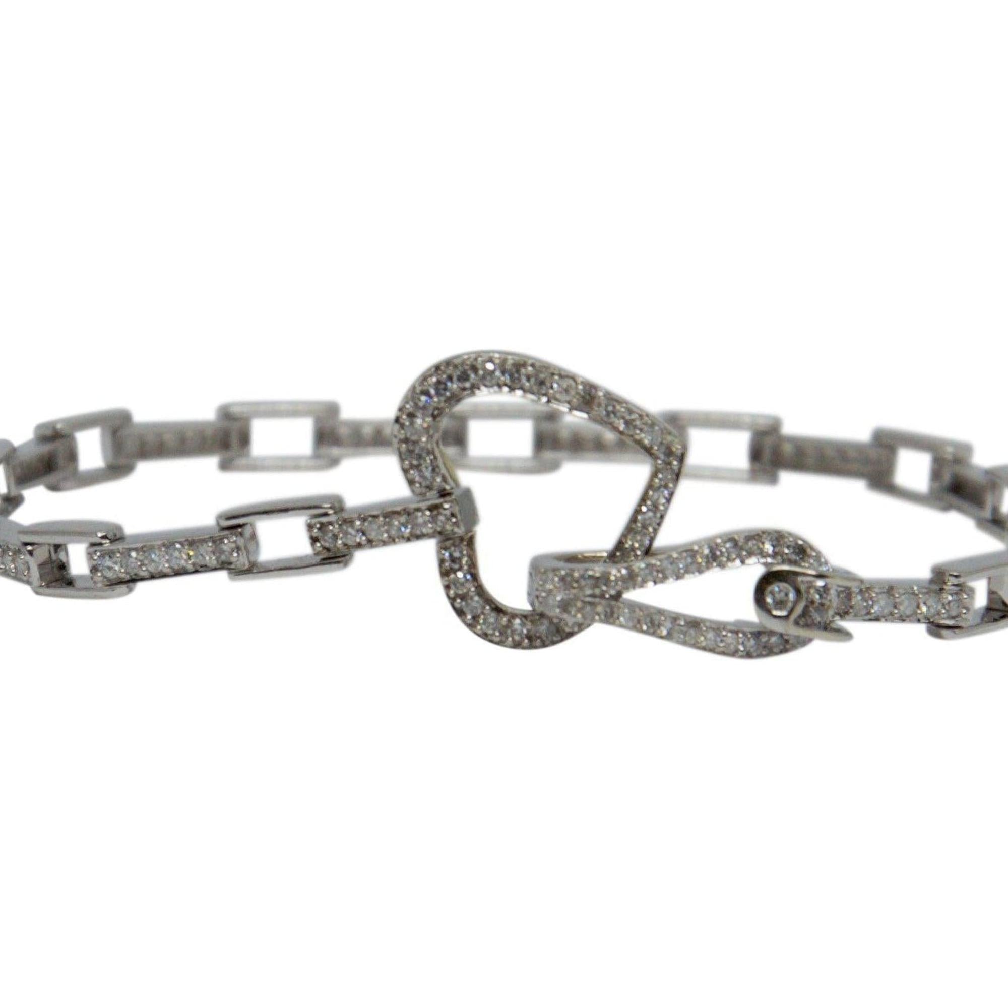 Diamond Heart Clasp Link Bracelet