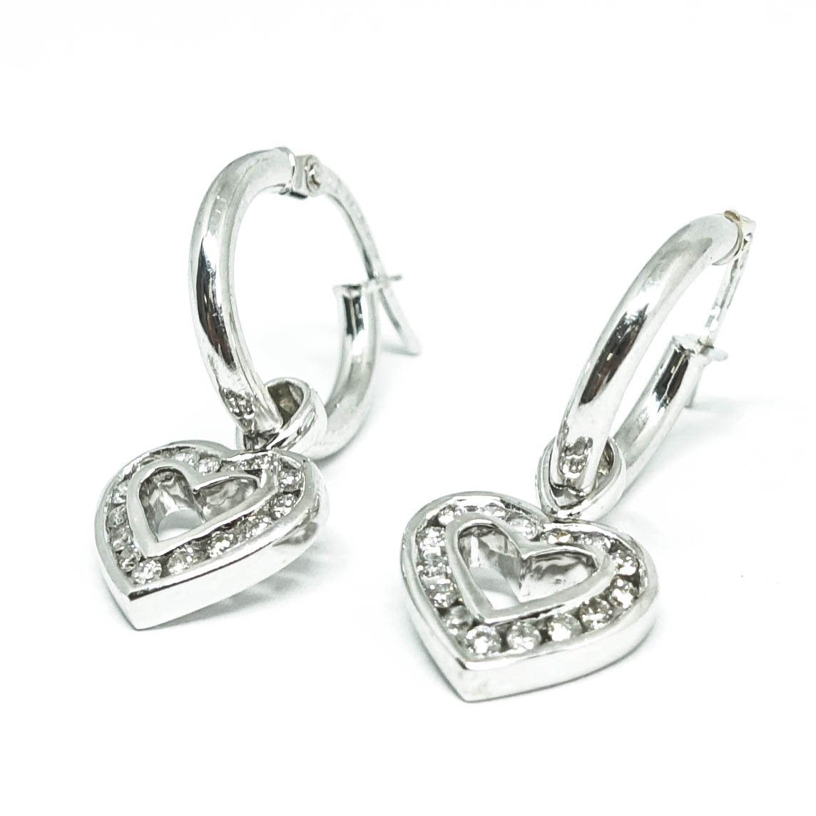Diamond Heart Drop Earrings