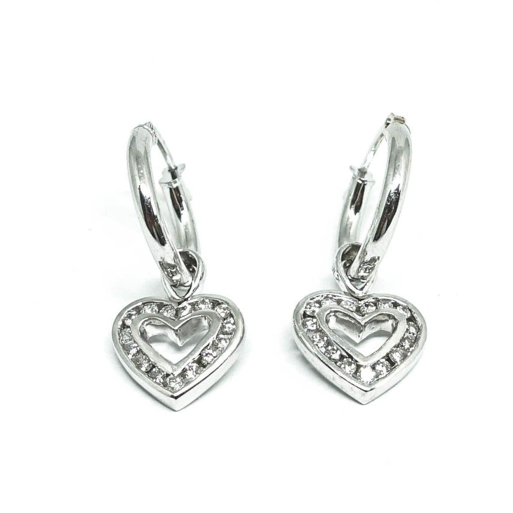 Diamond Heart Drop Earrings