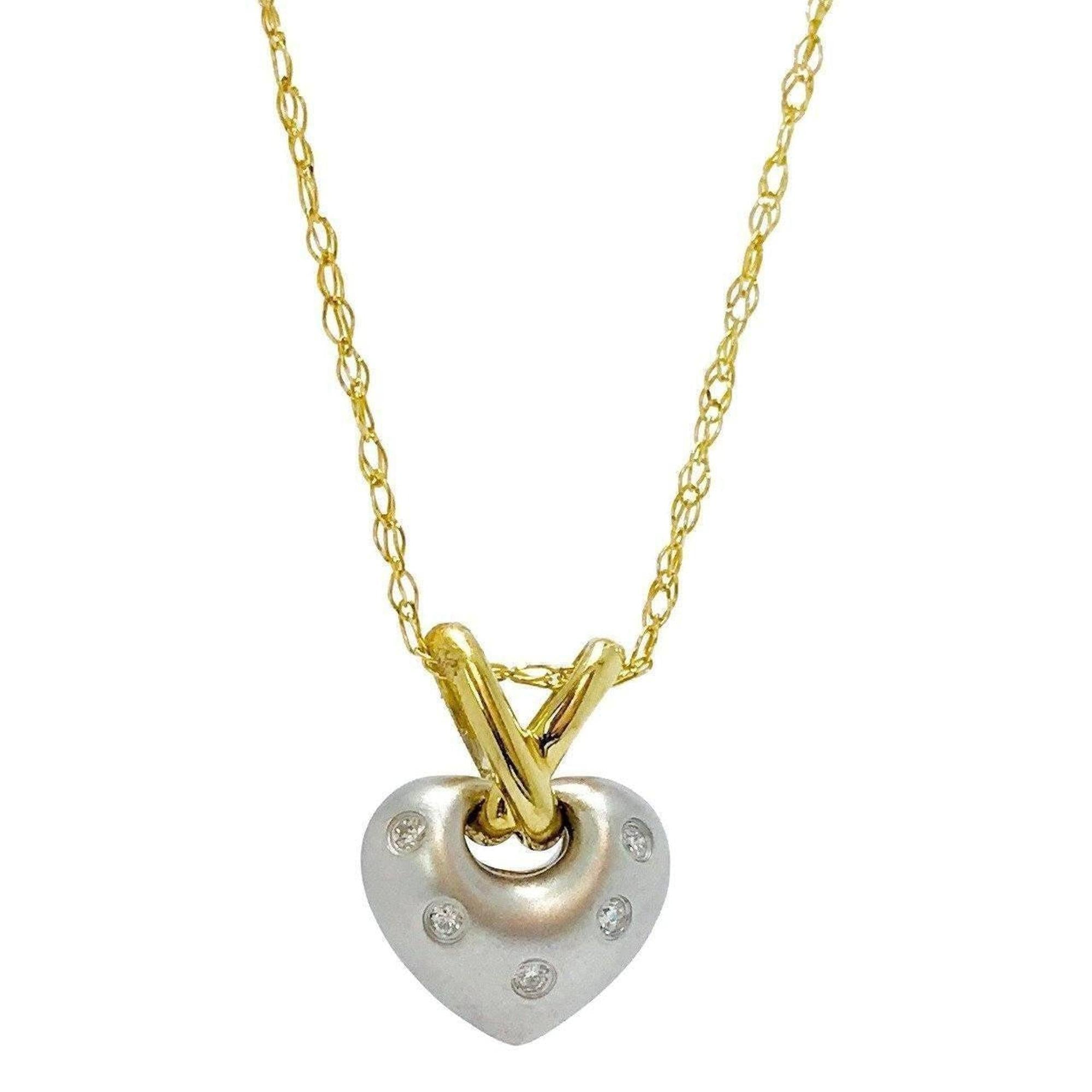 Diamond Heart Pendant in 14kt Yellow and White Gold