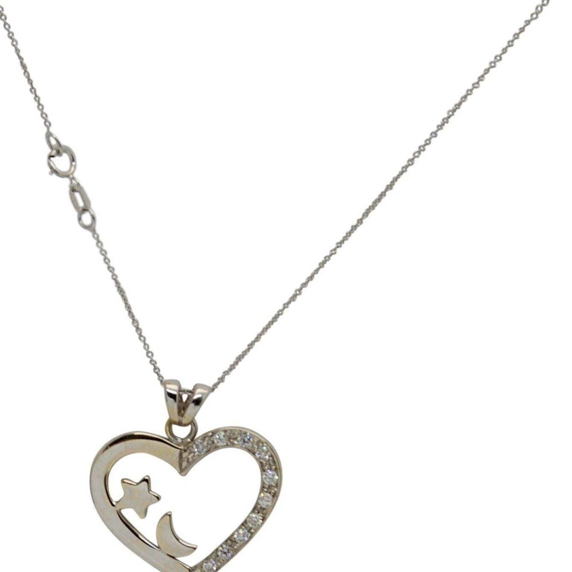 Diamond Heart, Star, and Moon Pendant Necklace