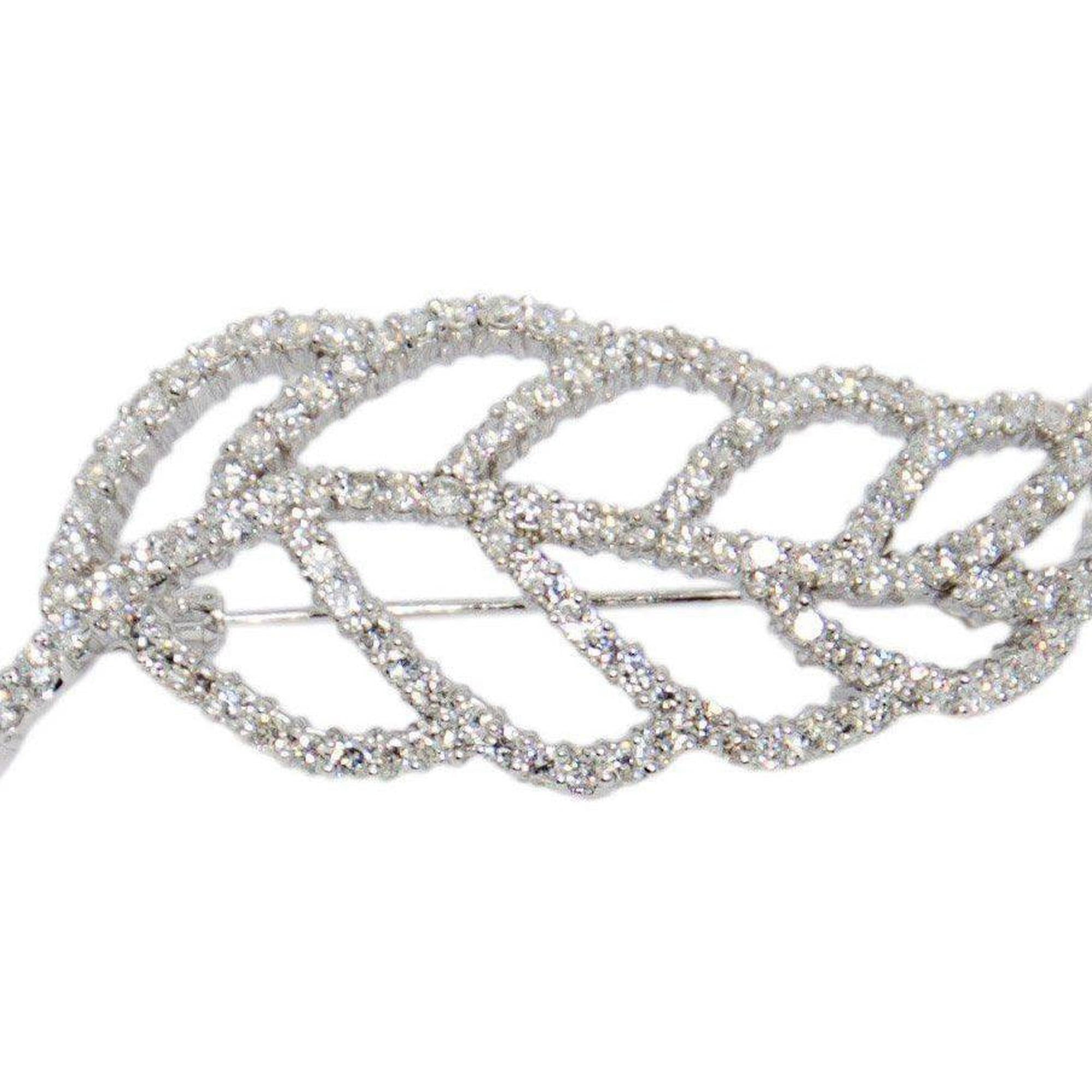 Diamond Leaf Brooch