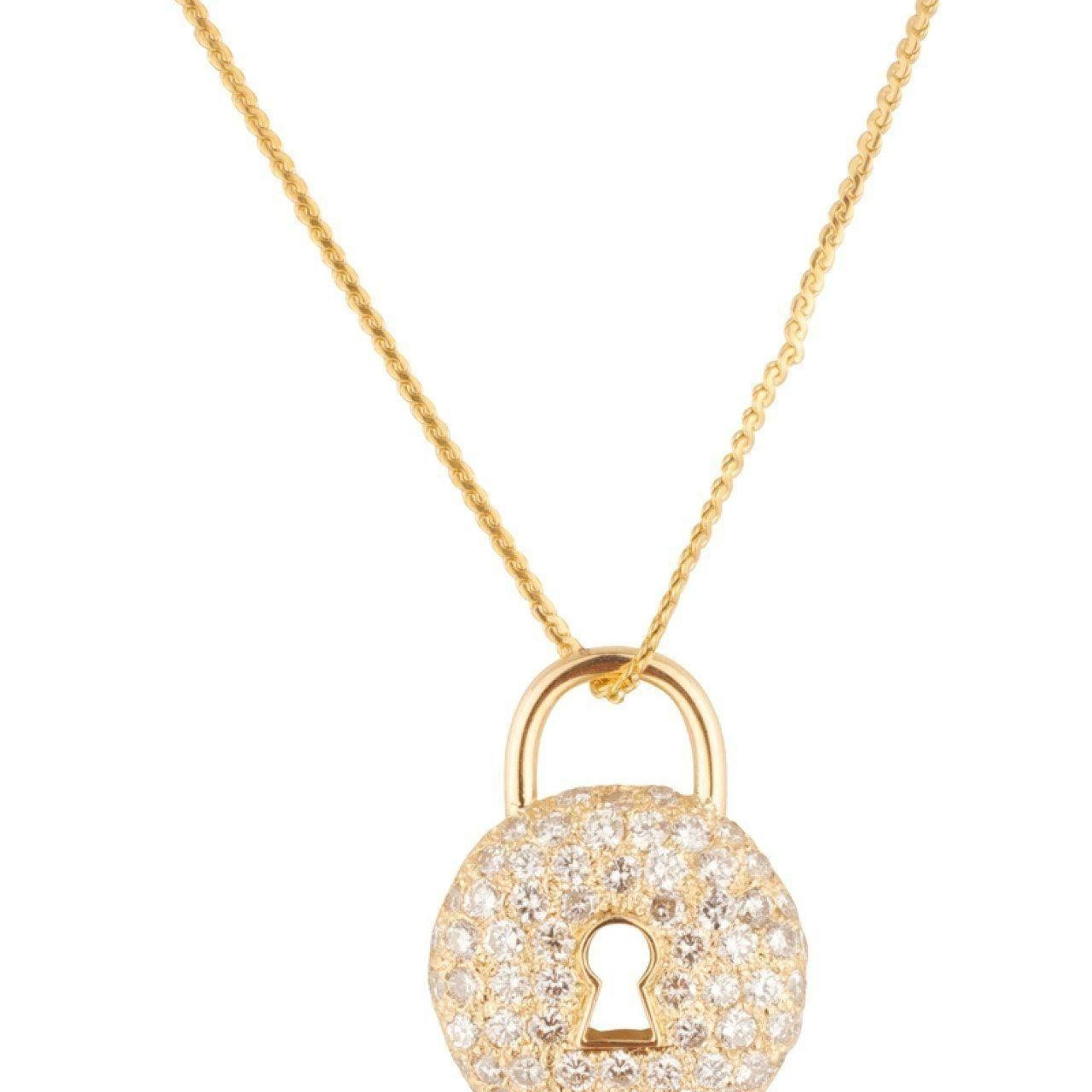 Diamond Lock Pendant Necklace
