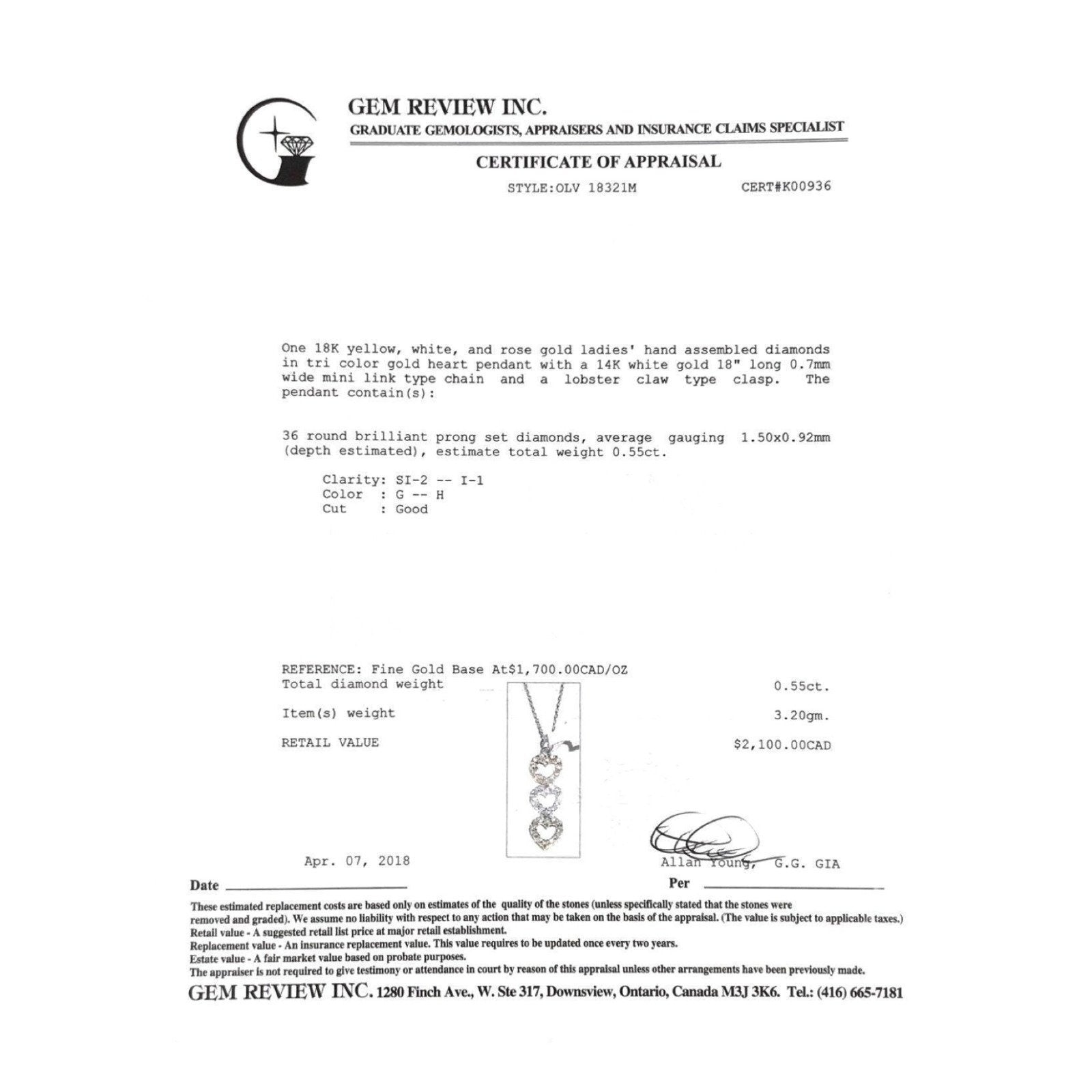 Diamond Trio Heart Pendant