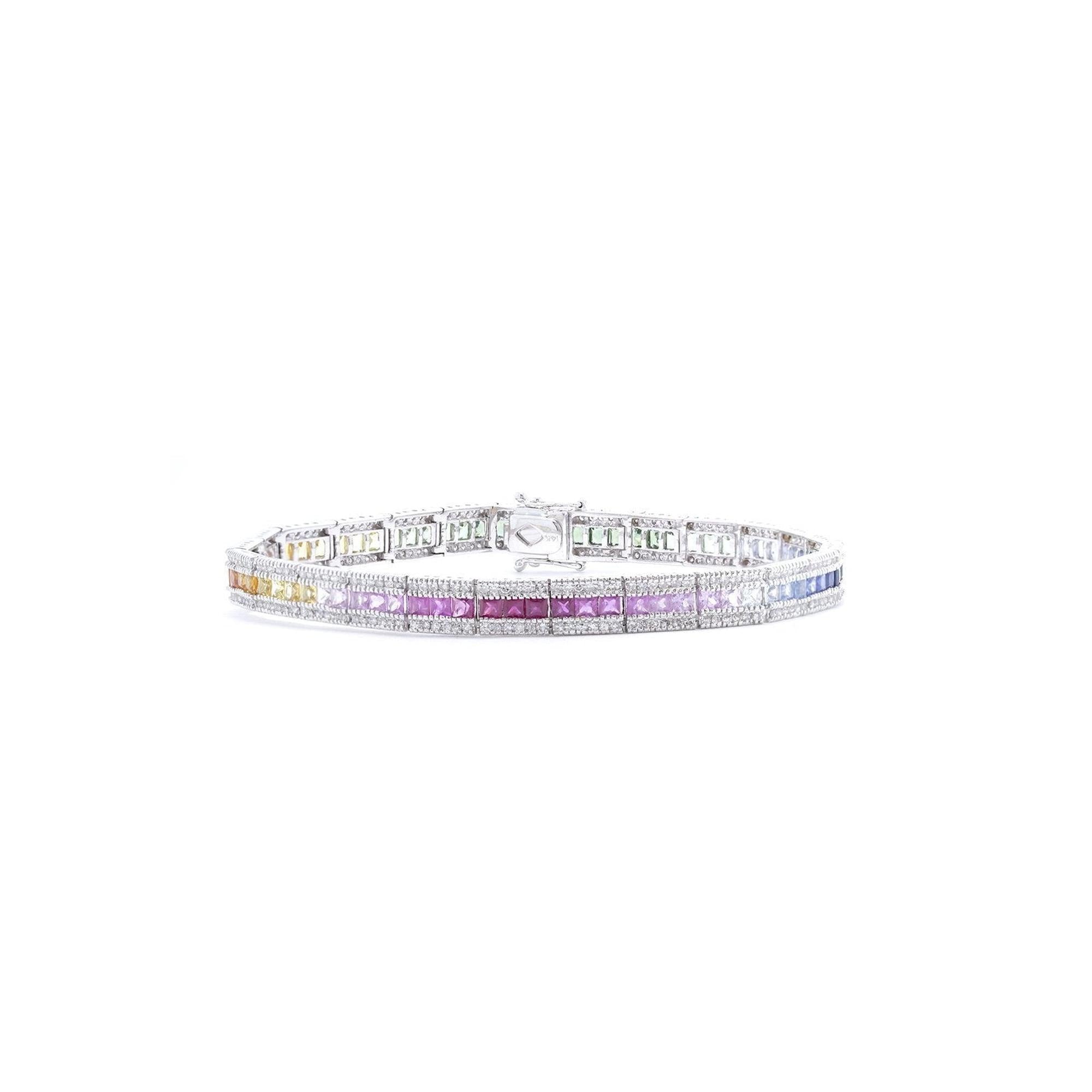 Diamond and Multicolored Sapphire Bracelet