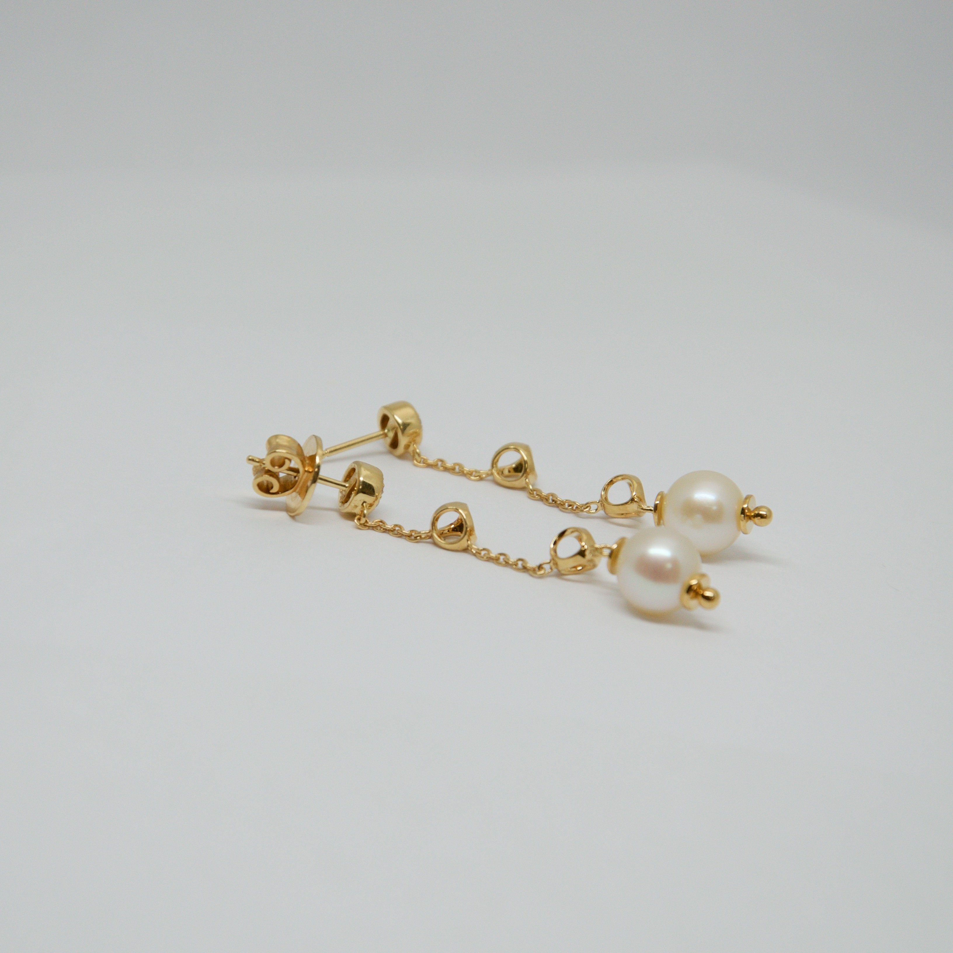 Diamond and Pearl Drop Earrings