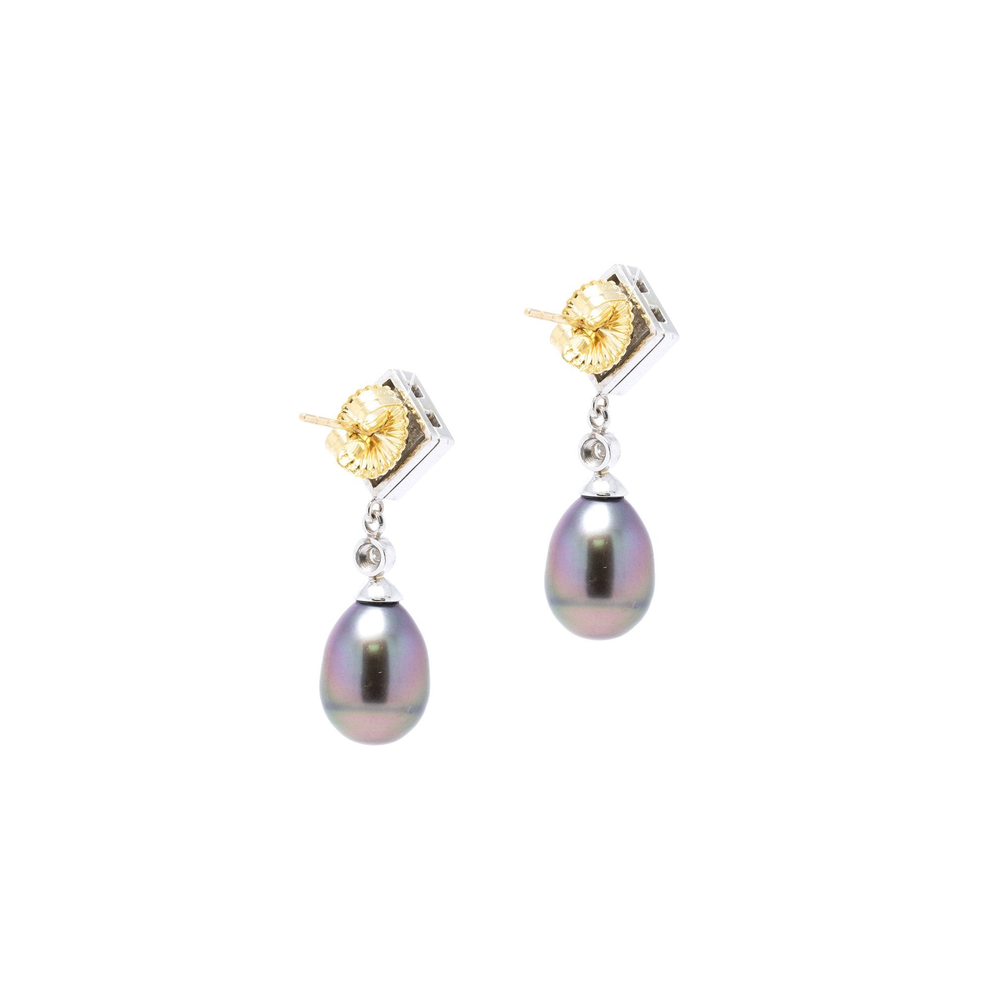 Diamond and Pearl Drop Earrings