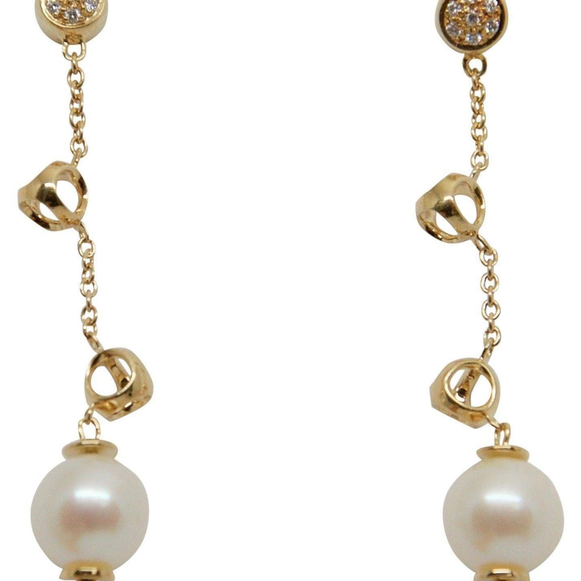 Diamond and Pearl Drop Earrings